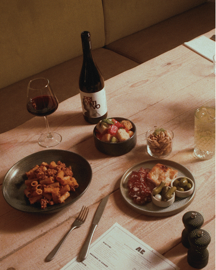 A table set for evening service at Albertos Farmhouse