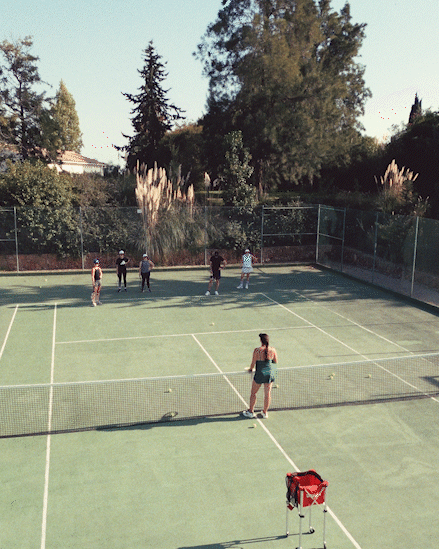 A retreat group session at Alegria Tennis Retreats