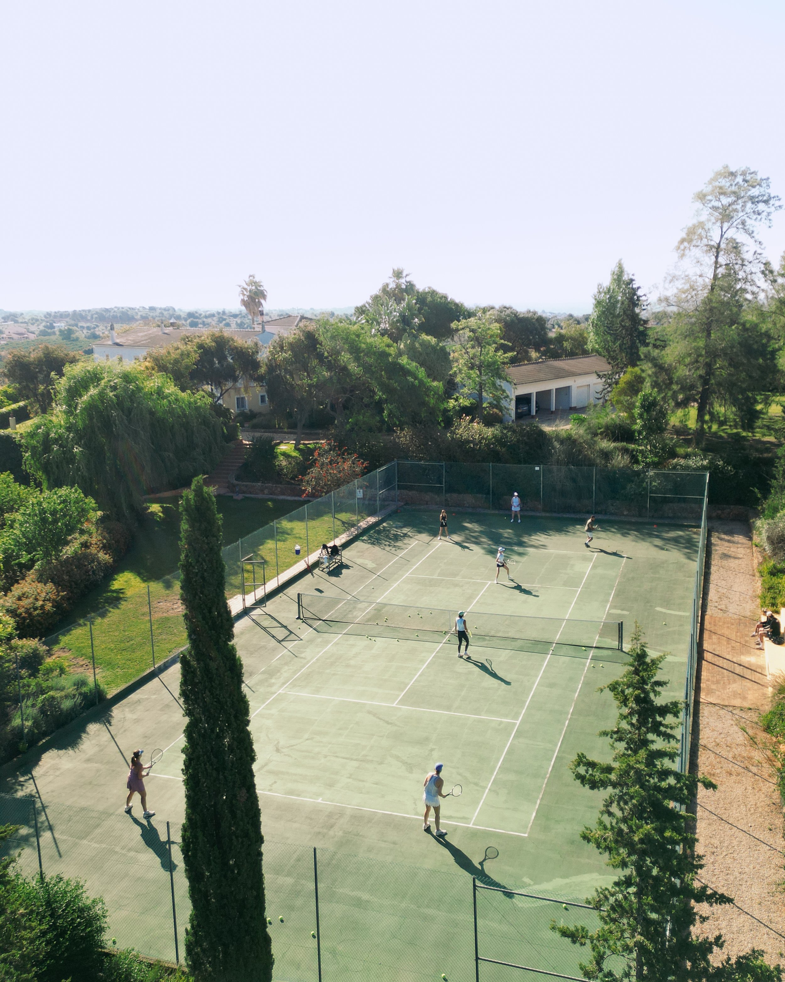A retreat group session at Alegria Tennis Retreats