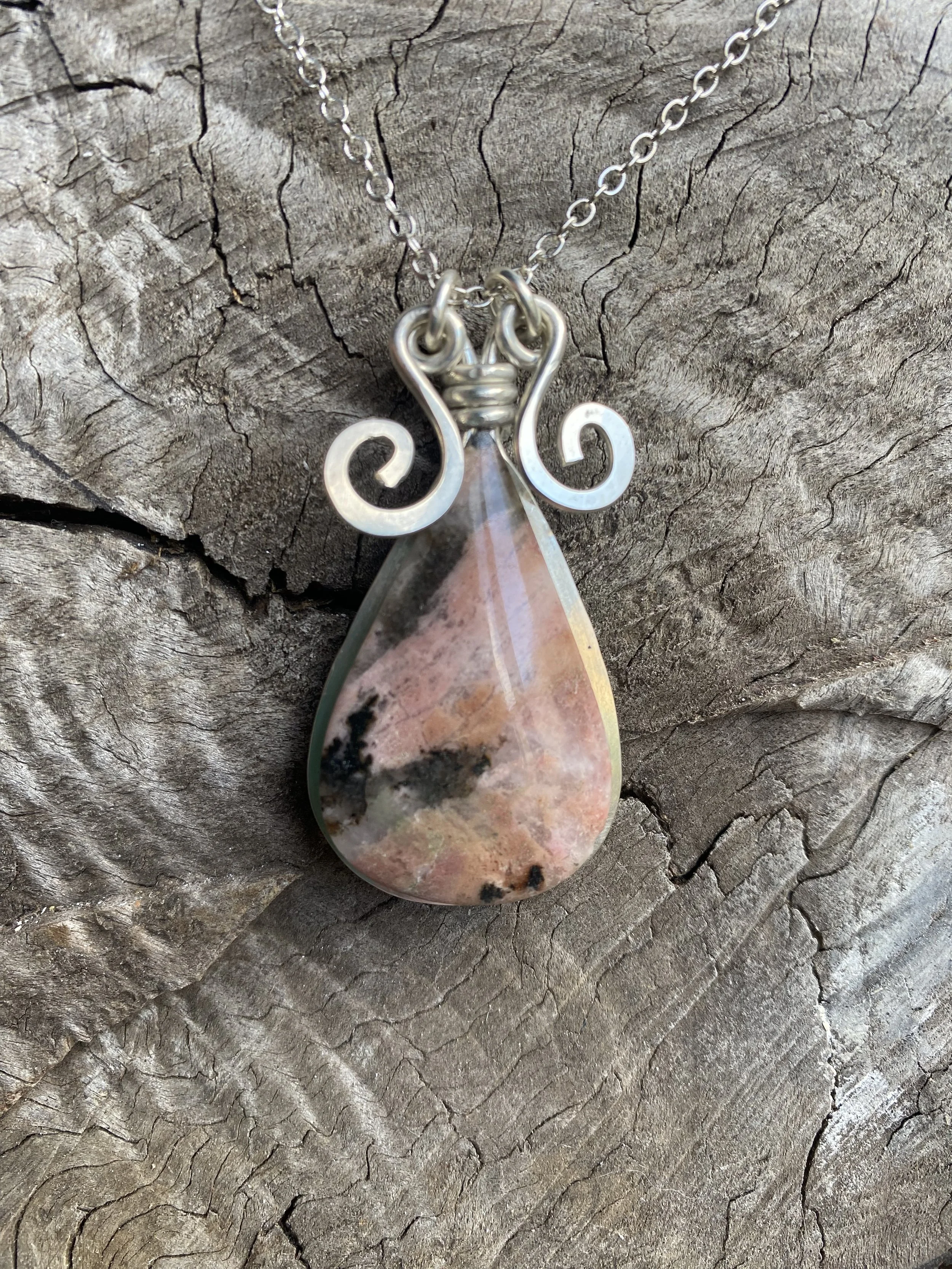 Rhodonite Silver Pendant
