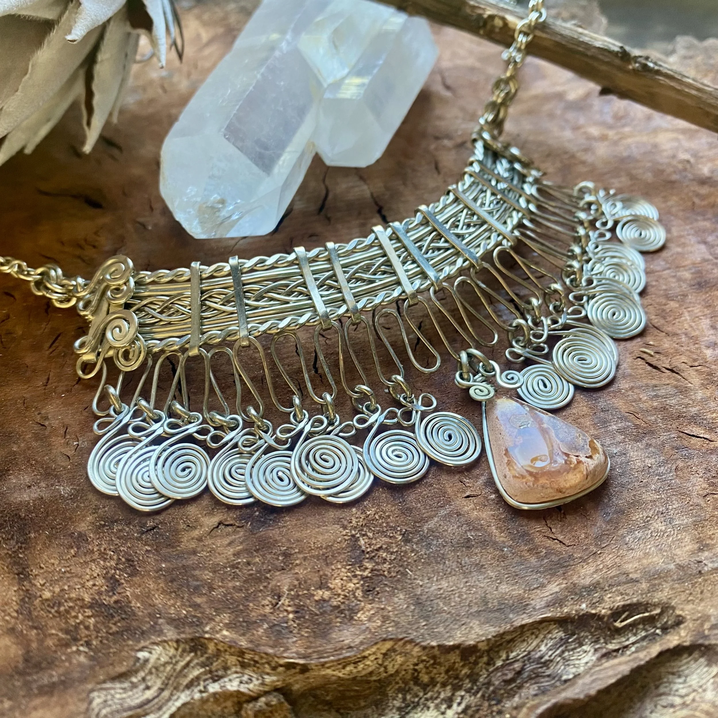 'Cascada' - Silver Choker with Mexican Opal