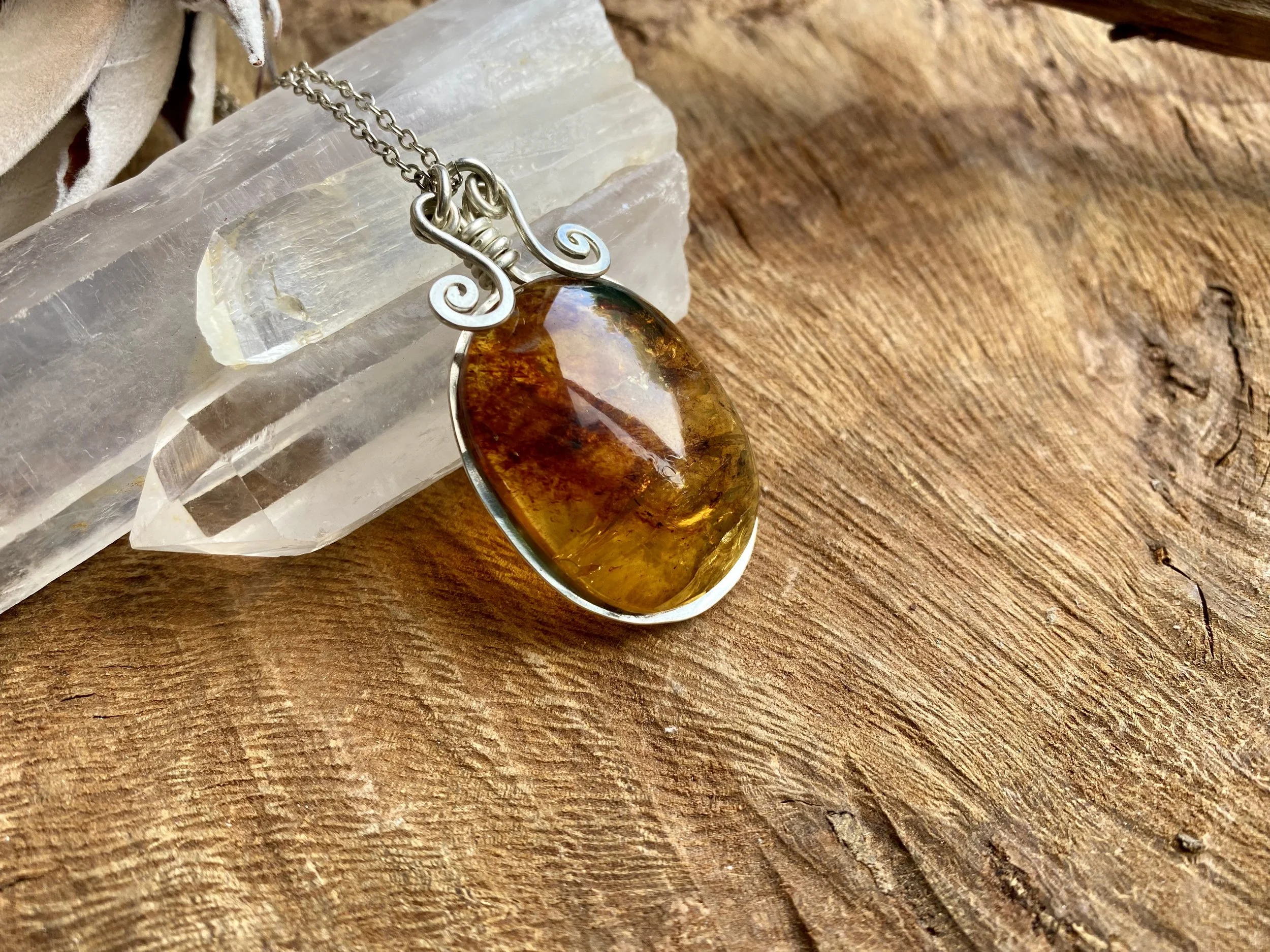 Amber Sterling Silver Pendant