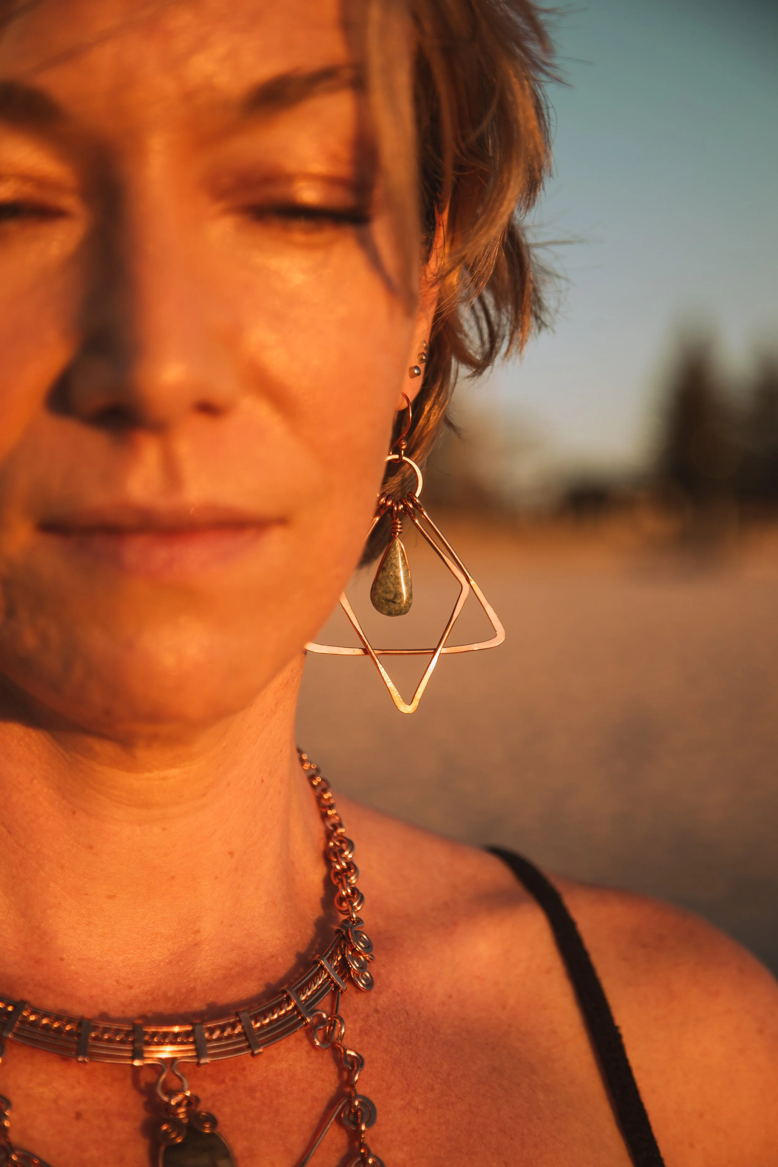 'Galaxia Grande' Geometric Copper Hoop Earring