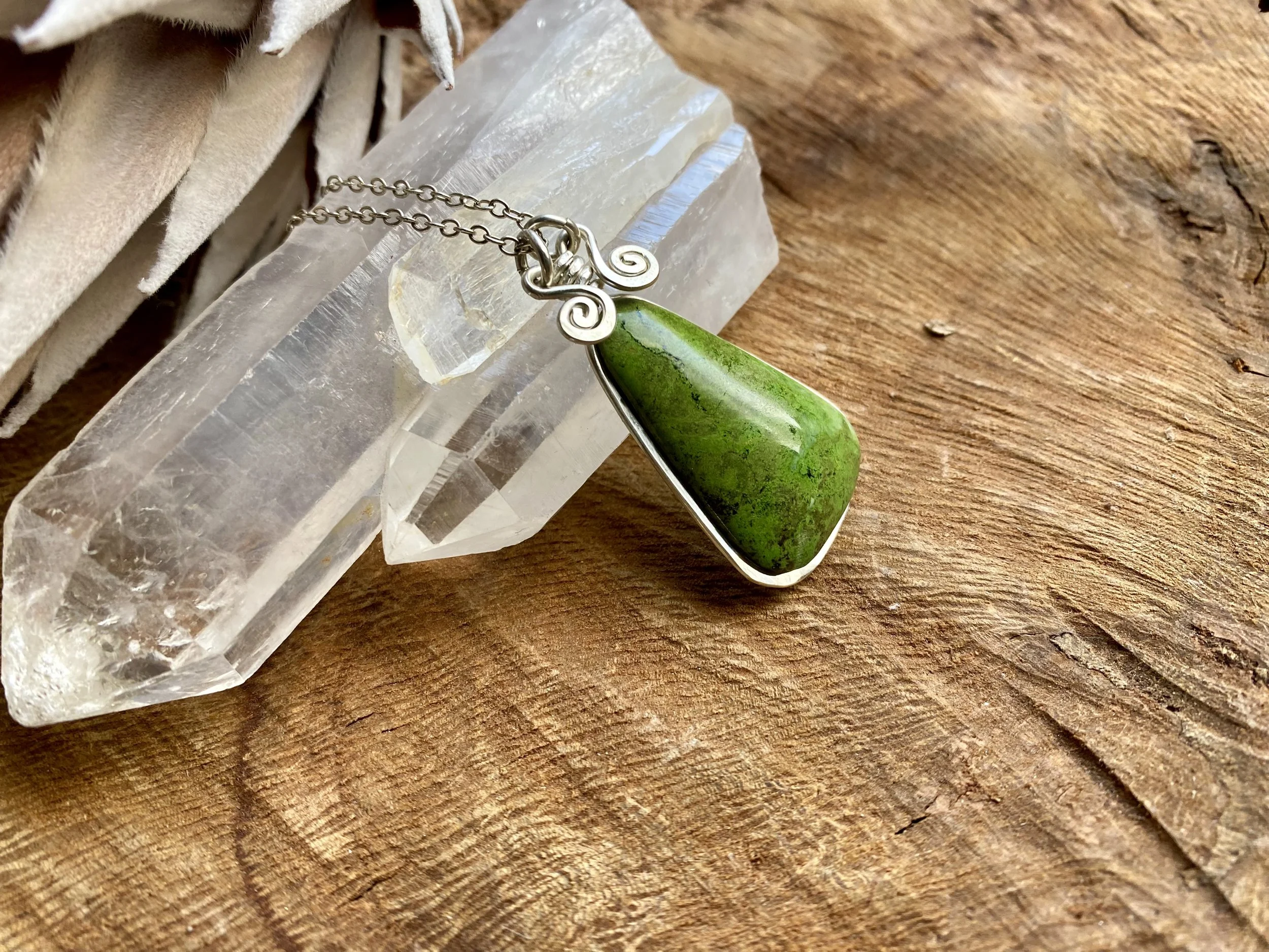 Gaspeite Sterling Silver Pendant