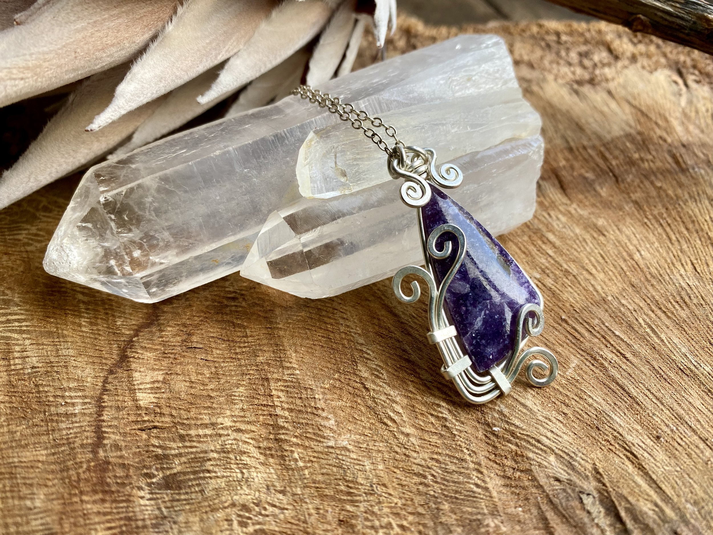 Lepidolite Sterling Silver Pendant