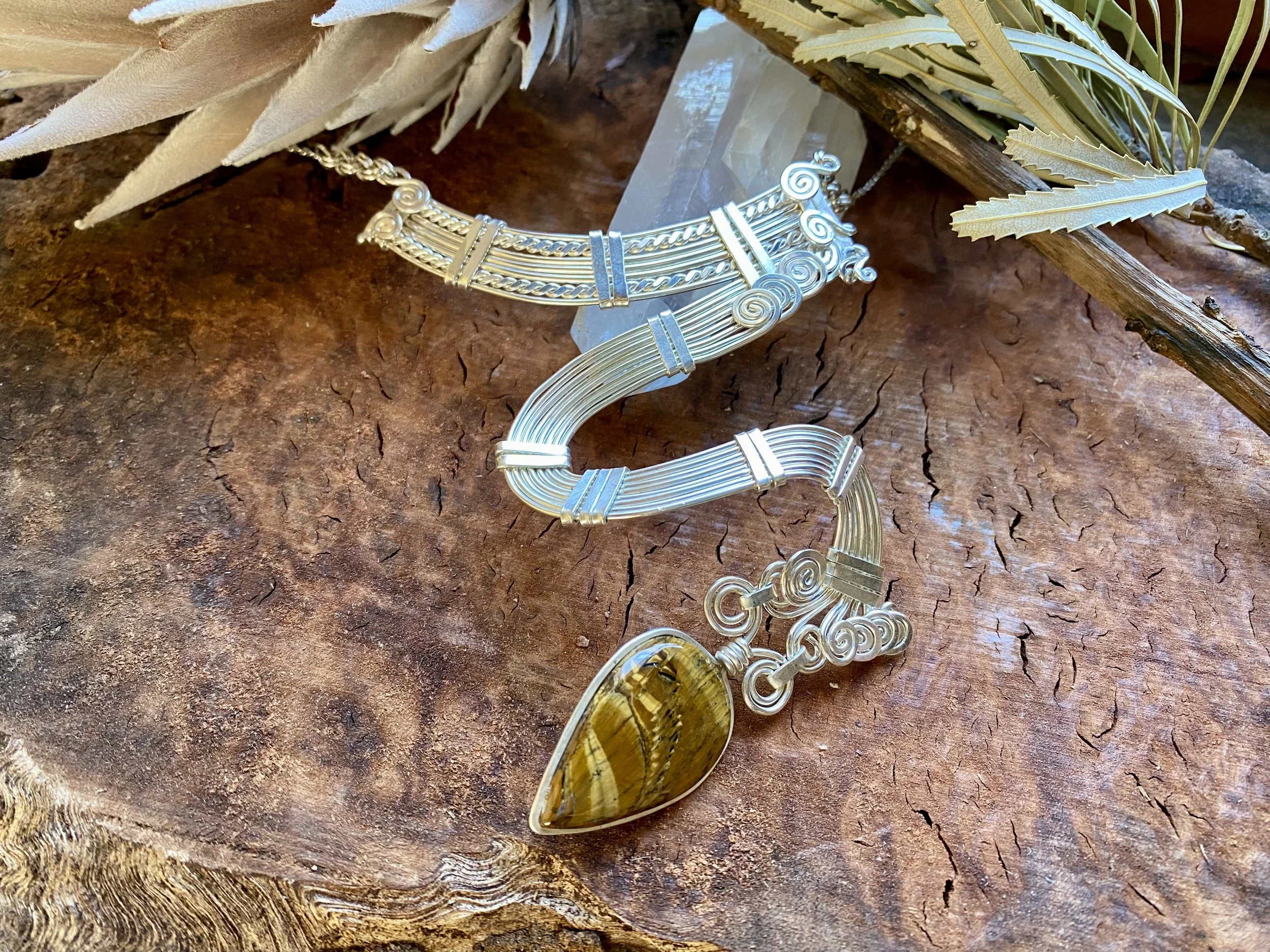 'La Fuerza' - Sterling Silver Choker with Tiger's Eye