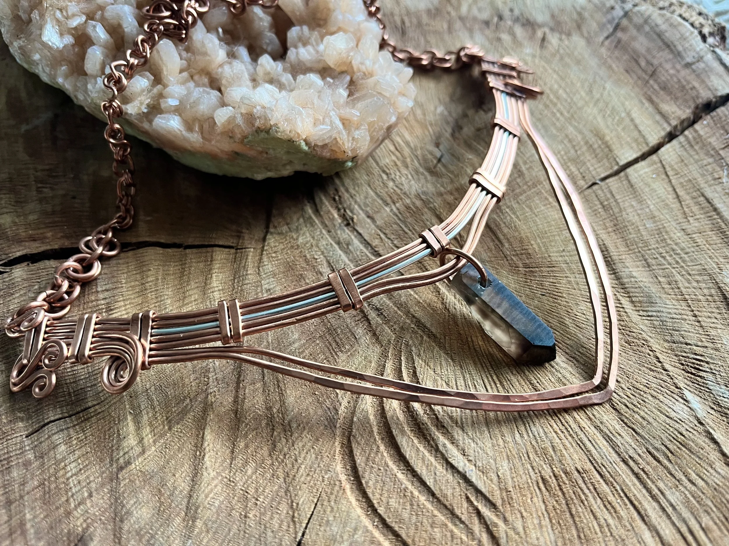 Copper Necklace with Smoky Quartz Stone