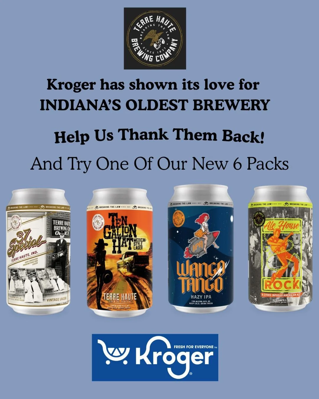 Get our THBC cores at some great @krogerco  stores.  You can always look up our retail partners at https://www.terrehautebrewingcompany.com/retailers

#craftbeer #indianapolis #Terre #haute #terrehaute #history