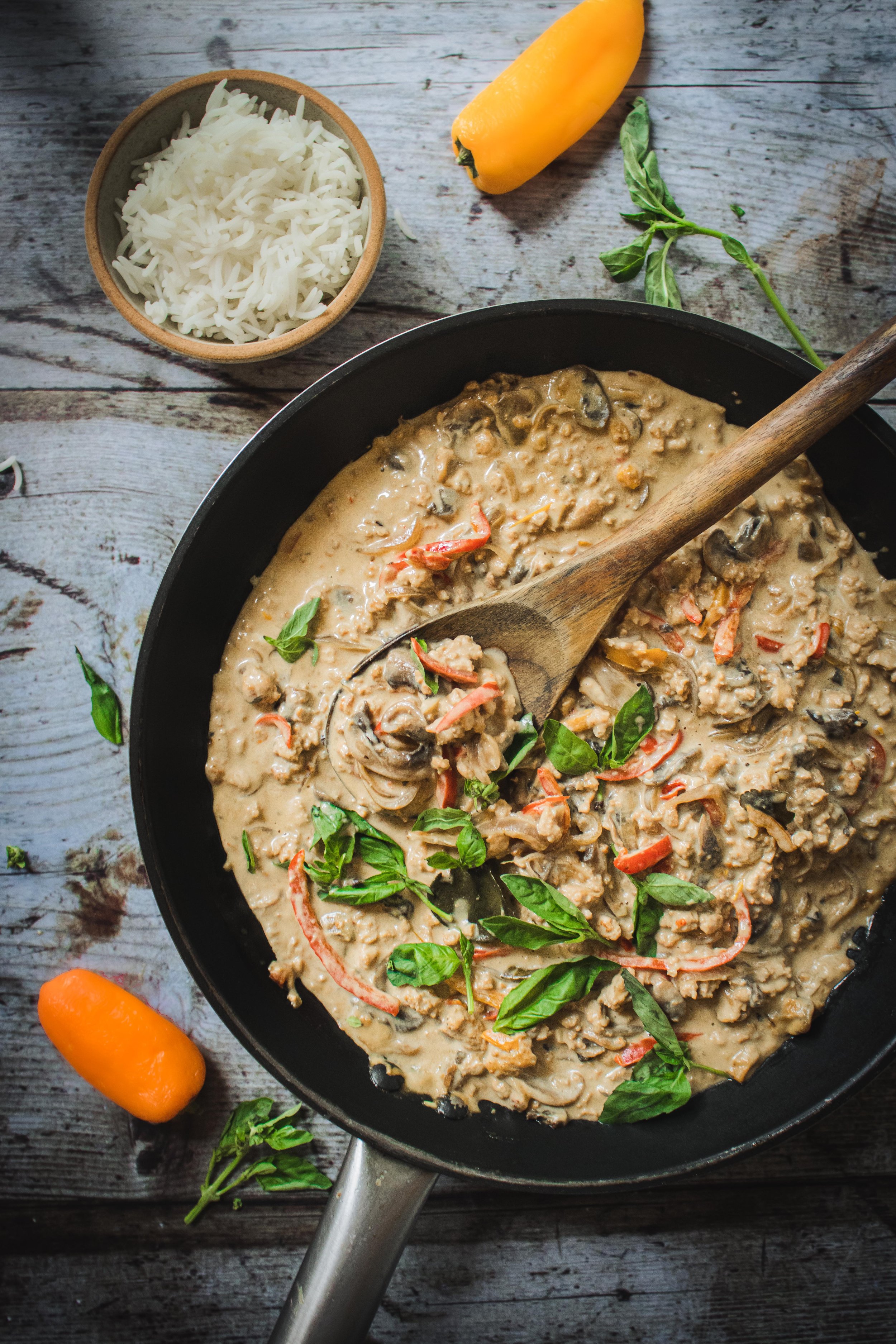 20 minute Creamy Coconut Chicken Krapow