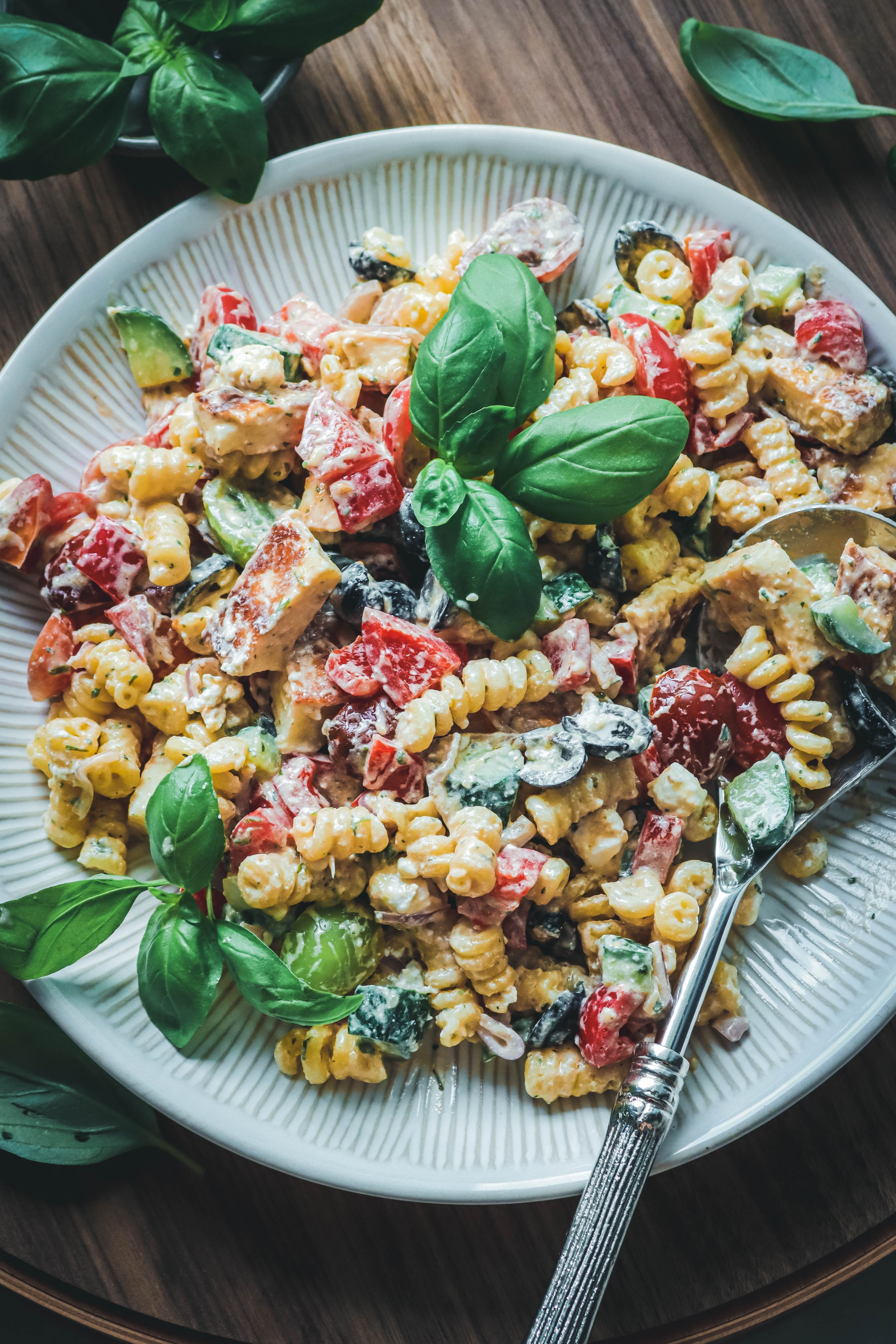 Mediterranean Halloumi & Sesame Pasta Salad