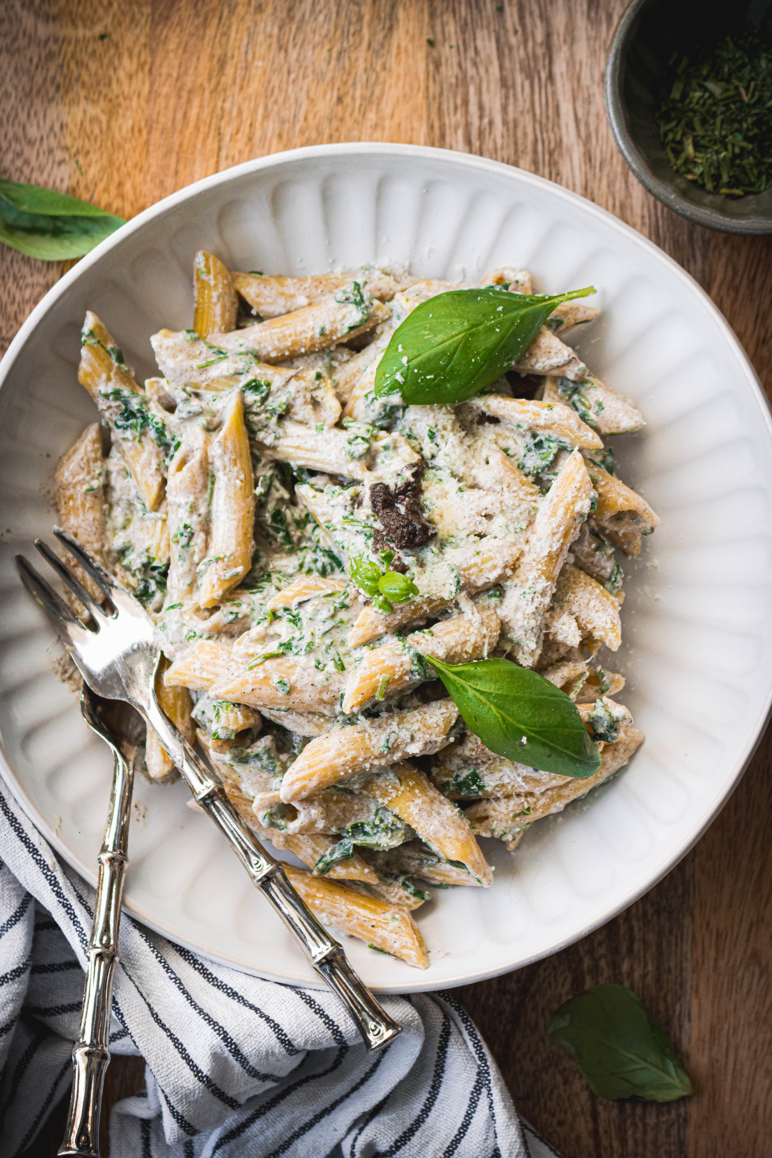 Creamed Spinach and Truffle Penne