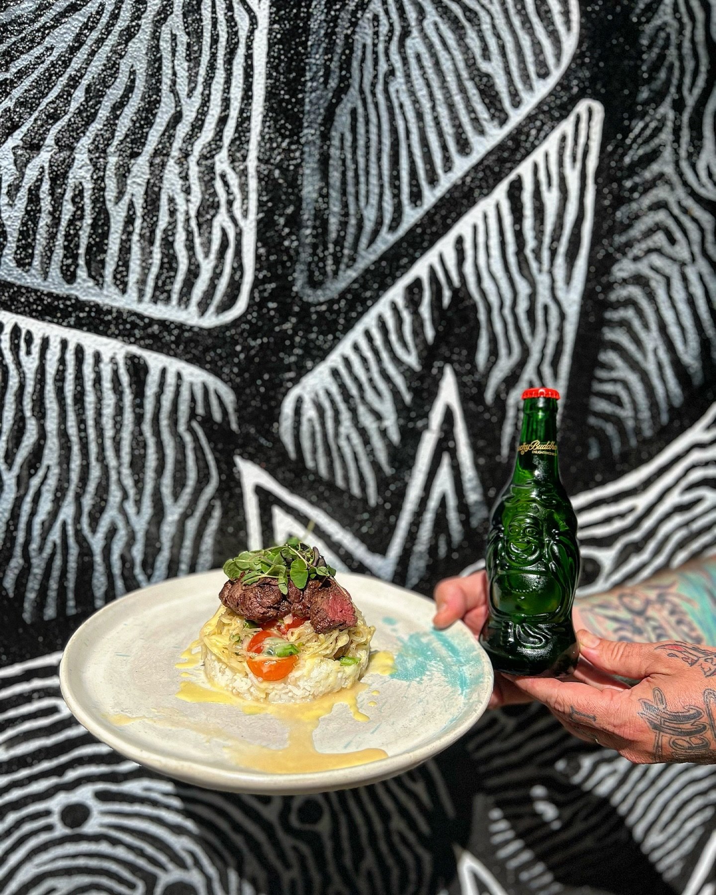 Our weekend special for 5/10! 

Sum Tum Thai 
(Our bar Manager, Alex, gives this a solid 15/10) 
Green Papaya Salad, Sliced Filet, &amp; Sticky Rice w/ Mango Vinaigrette 
Pair it with the Lucky Buddha Beer! A light, Asian lager brewed and bottled in 