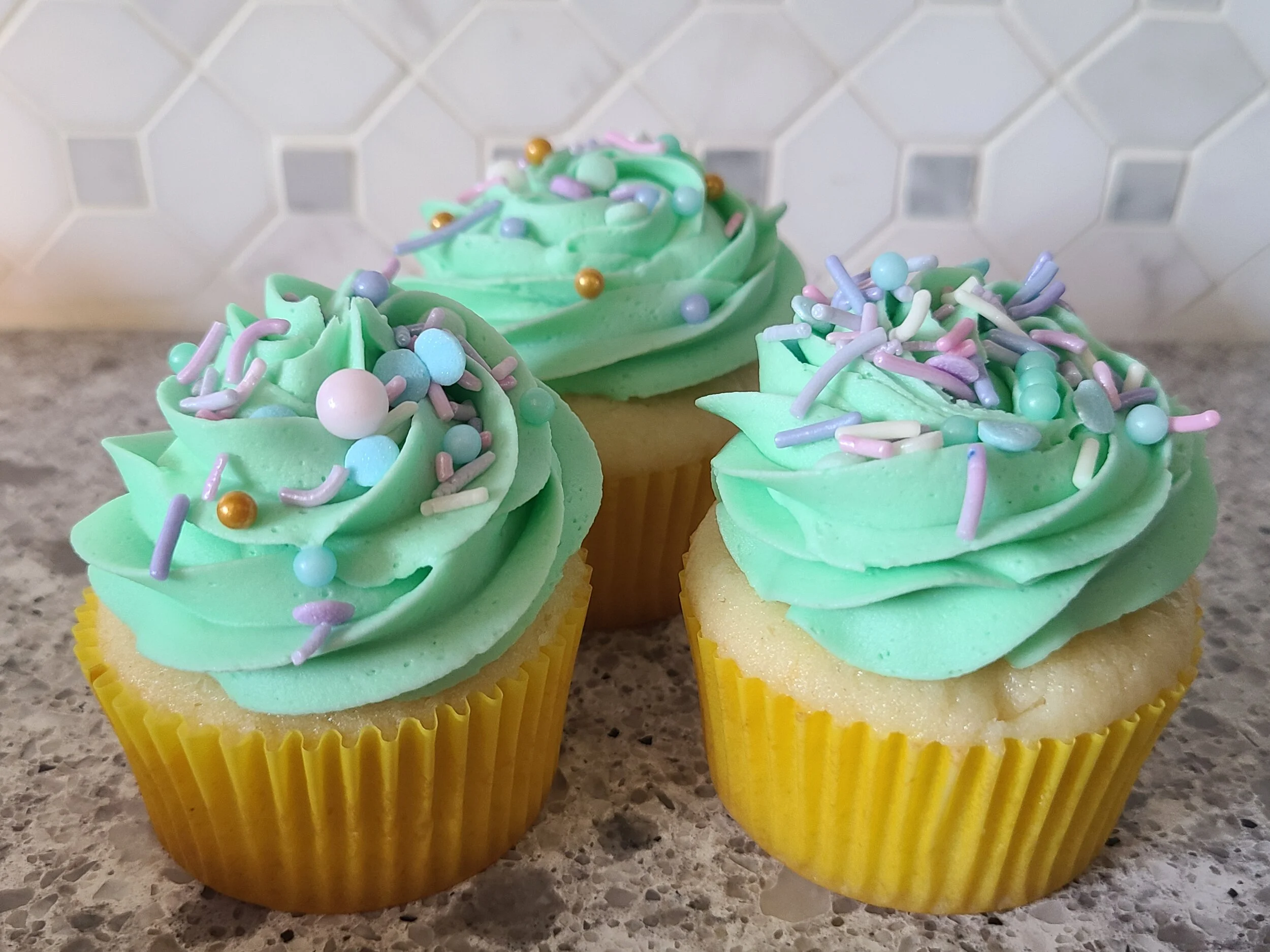 Lemon Cupcakes with Unicorn Sprinkles