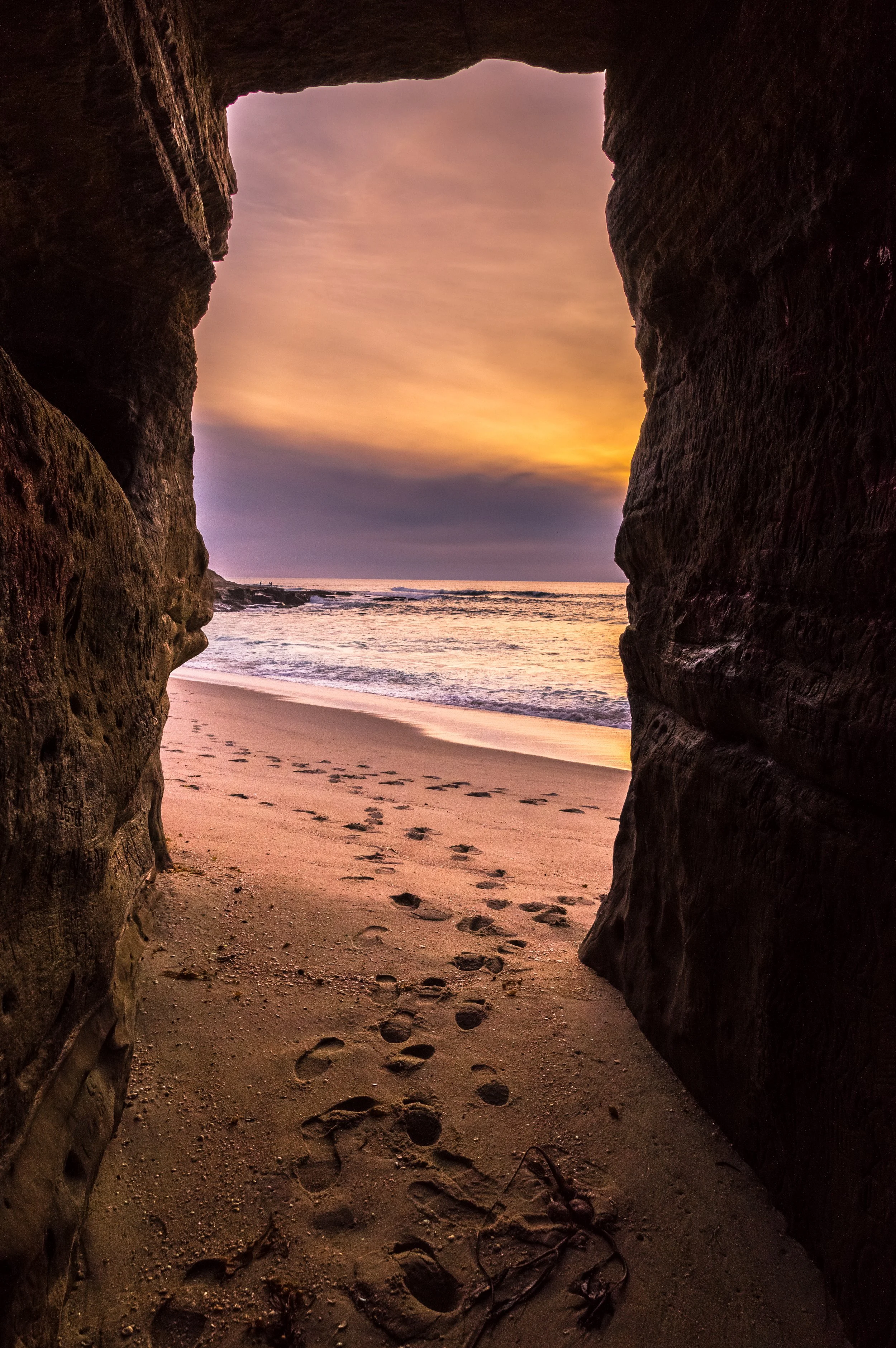 Golden Escape | La Jolla Cave Sunset Beach Print