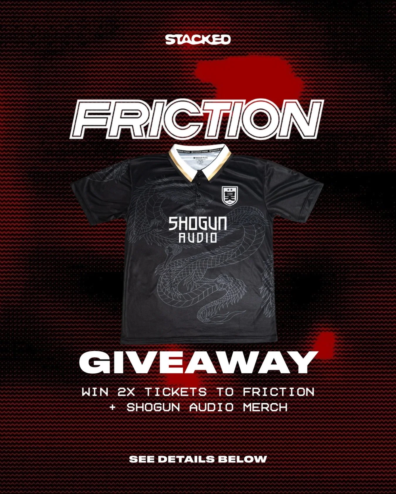 CONTEST TIME 😈 Were giving a lucky fan the opportunity to win a @shogun_audio jersey and 2x tickets to catch @officialfriction at Fortune Sound this Saturday 👀 All you have to do is:

1. Follow @fortunesound &amp; @stackedworld 
2. Tag a friend in 