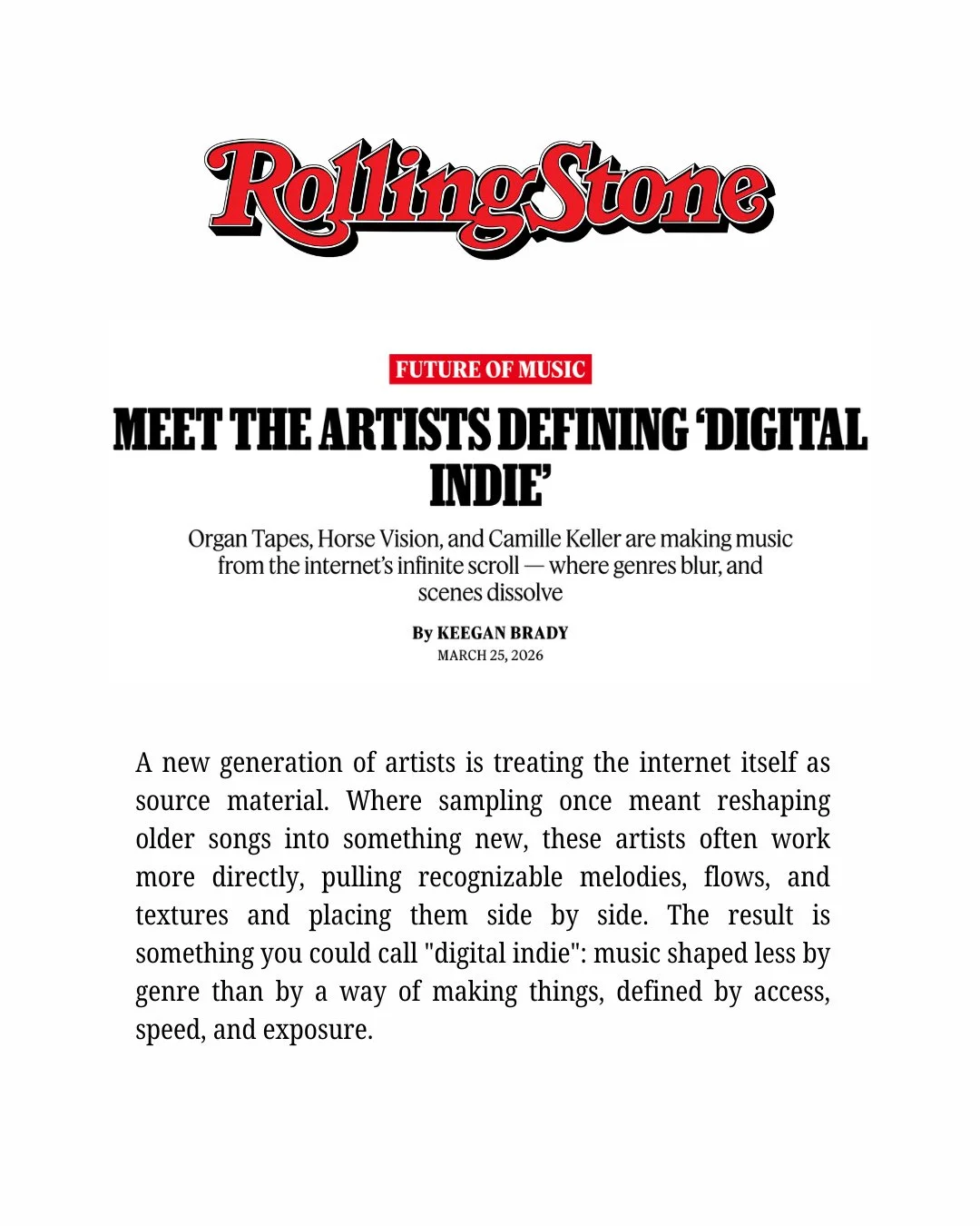 Horse Vision have been spotlighted by Rolling Stone for helping define the digital indie scene 🎧️ They're known for their mix of alternative rock, early emo, and pop samples and now they&rsquo;re bringing that energy to Fortune Sound..⁠
⁠
🐎 @horse_