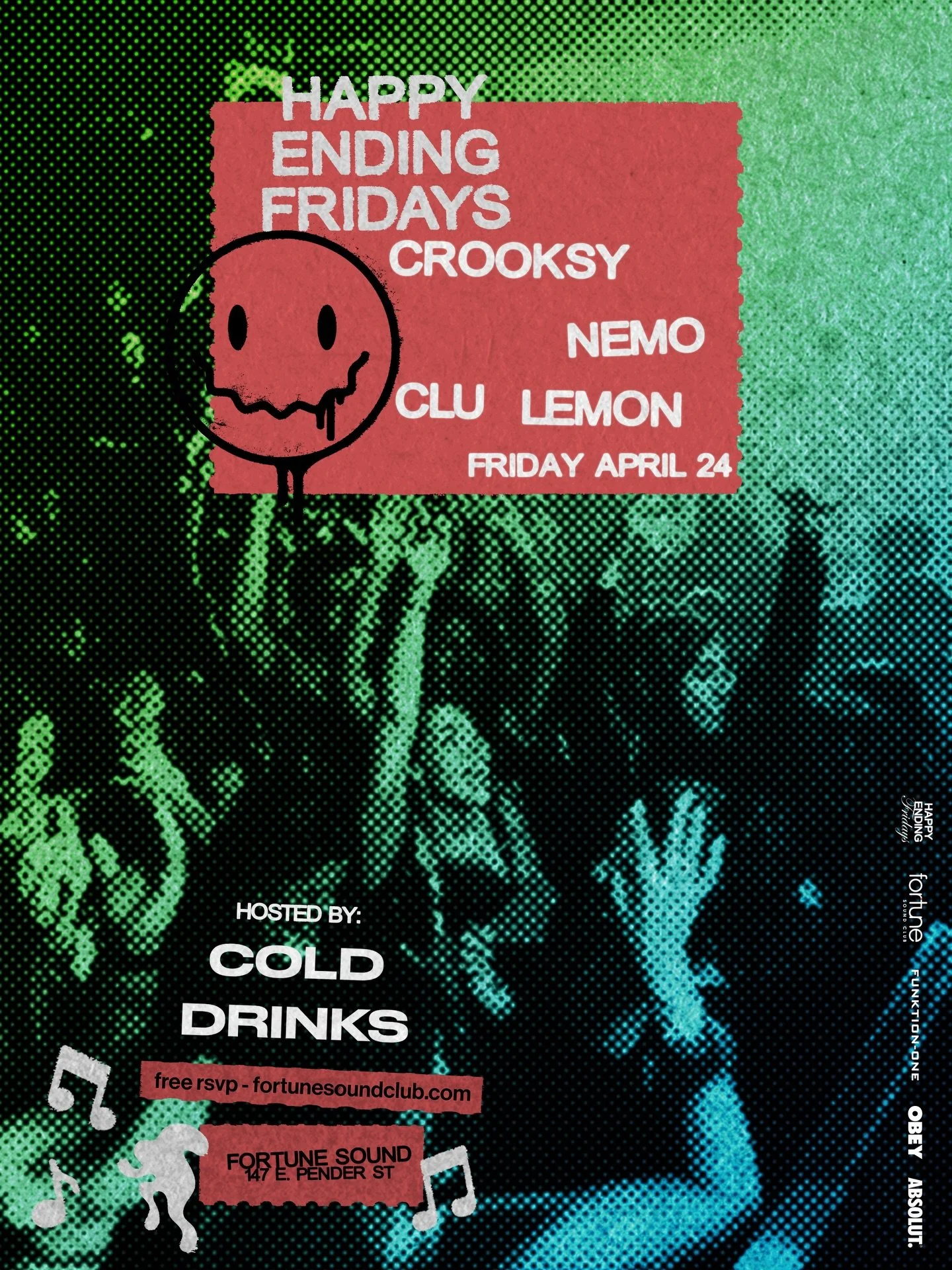 @coolddrinks takes over Happy Ending Fridays, April 24 😋

Featuring @crrksy @francisneil @_djlemon @newfoundnemo 

no rules. anything goes.
2000s, 2010s, new hits and classics ⚡️

free rsvp - fortunesoundclub.com