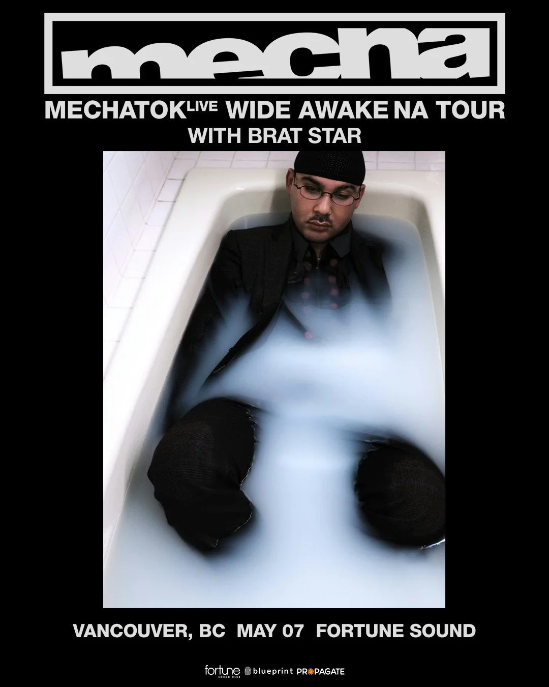 TONIGHT 📣 @mechatok brings his LIVE Wide Awake tour to @fortunesound, with support from @brat_star Ⓜ️ See set times below:⁠
⁠
Brat Star: ⁠8:00PM⁠
Mechatok: 9:00PM ⁠
⁠
mechatok has spent a decade subtly shaping the direction of experimental pop and c