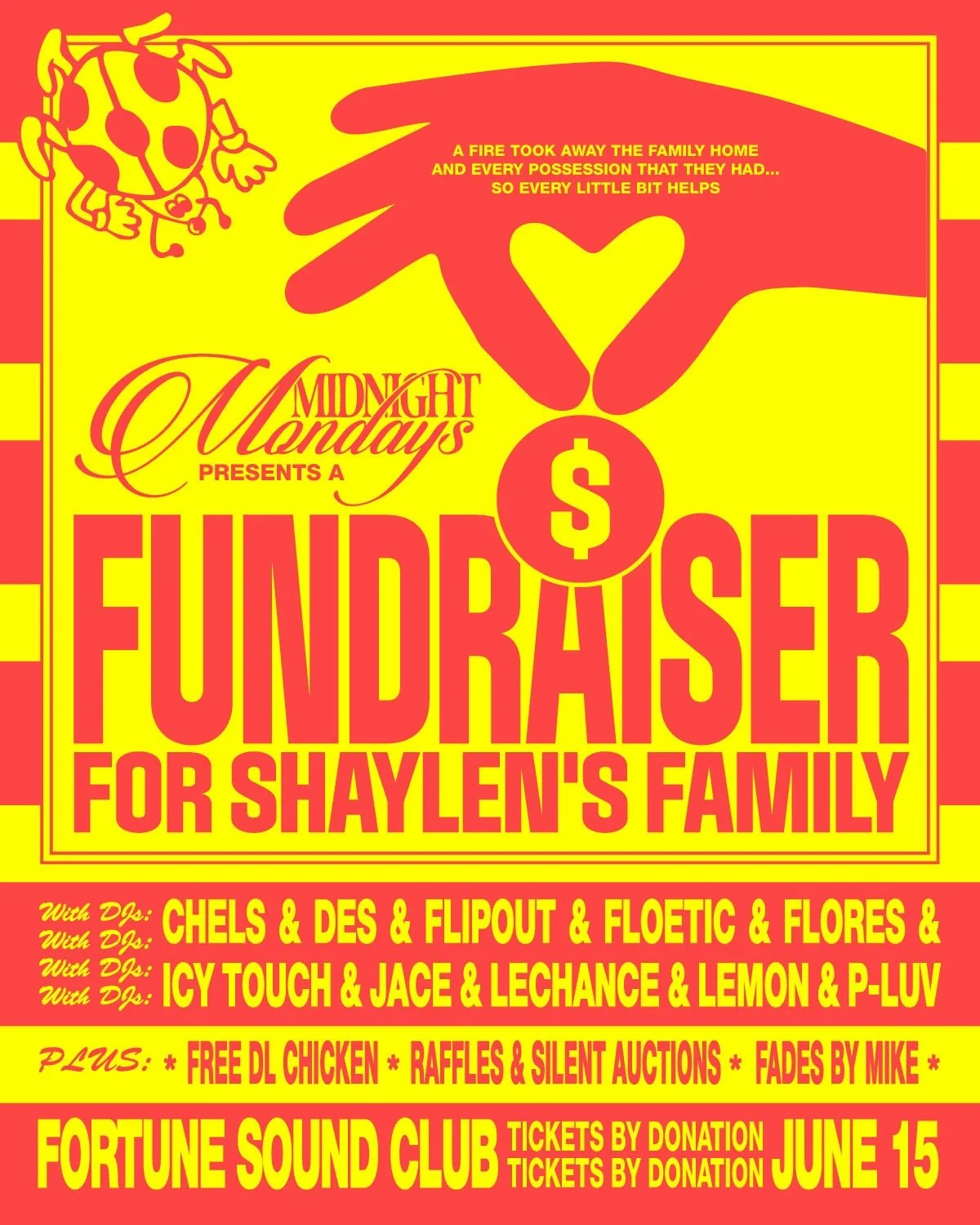 The Fortune Sound and #MidnightMondays fam are proud to present a fundraiser for Shaylen&rsquo;s family on June 15.

Join us for a night featuring some of Canada&rsquo;s best DJs, raffles, silent auctions, haircuts, and more, all coming together for 