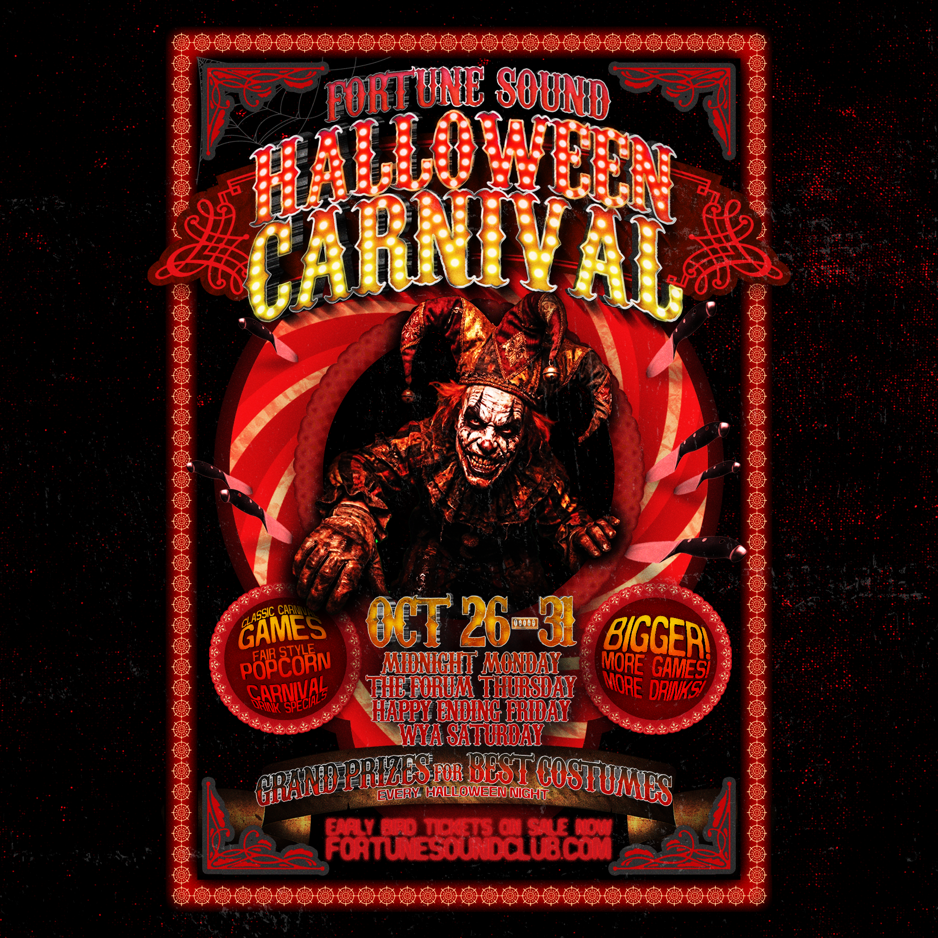 HALLOWEEN CARNIVAL AT MIDNIGHT MONDAYS
