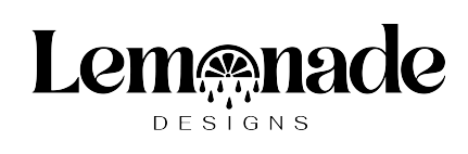 Lemonade Designs logo with stylized lemon slice as part of the letter 'o' in 'Lemonade'