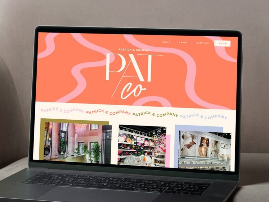 Website Design for PatCo of Dallas, Texas featuring bright colors and patterns