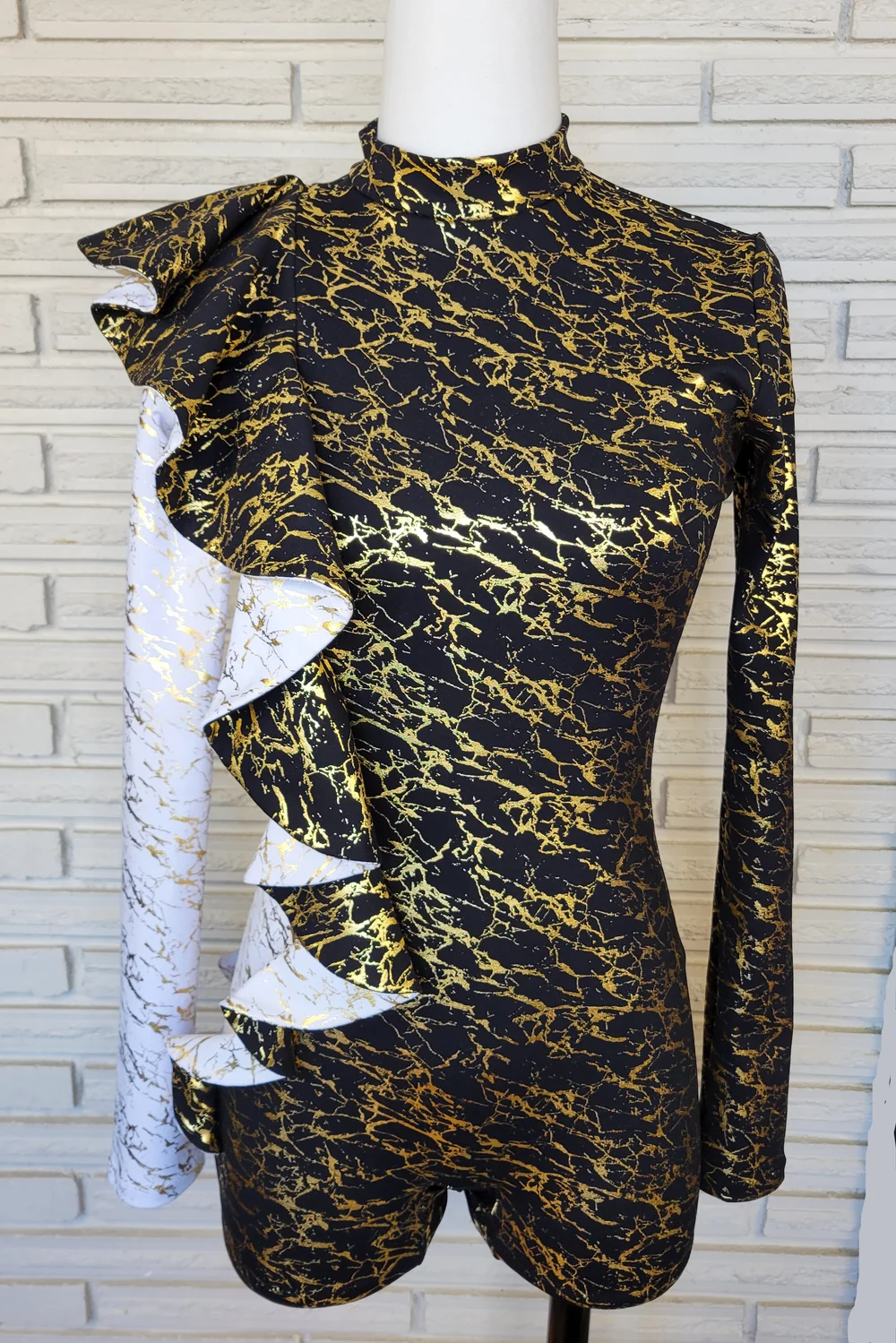 duchess of cambridge gold dress LEATHER V-NECK ROMPER - Black main image 0