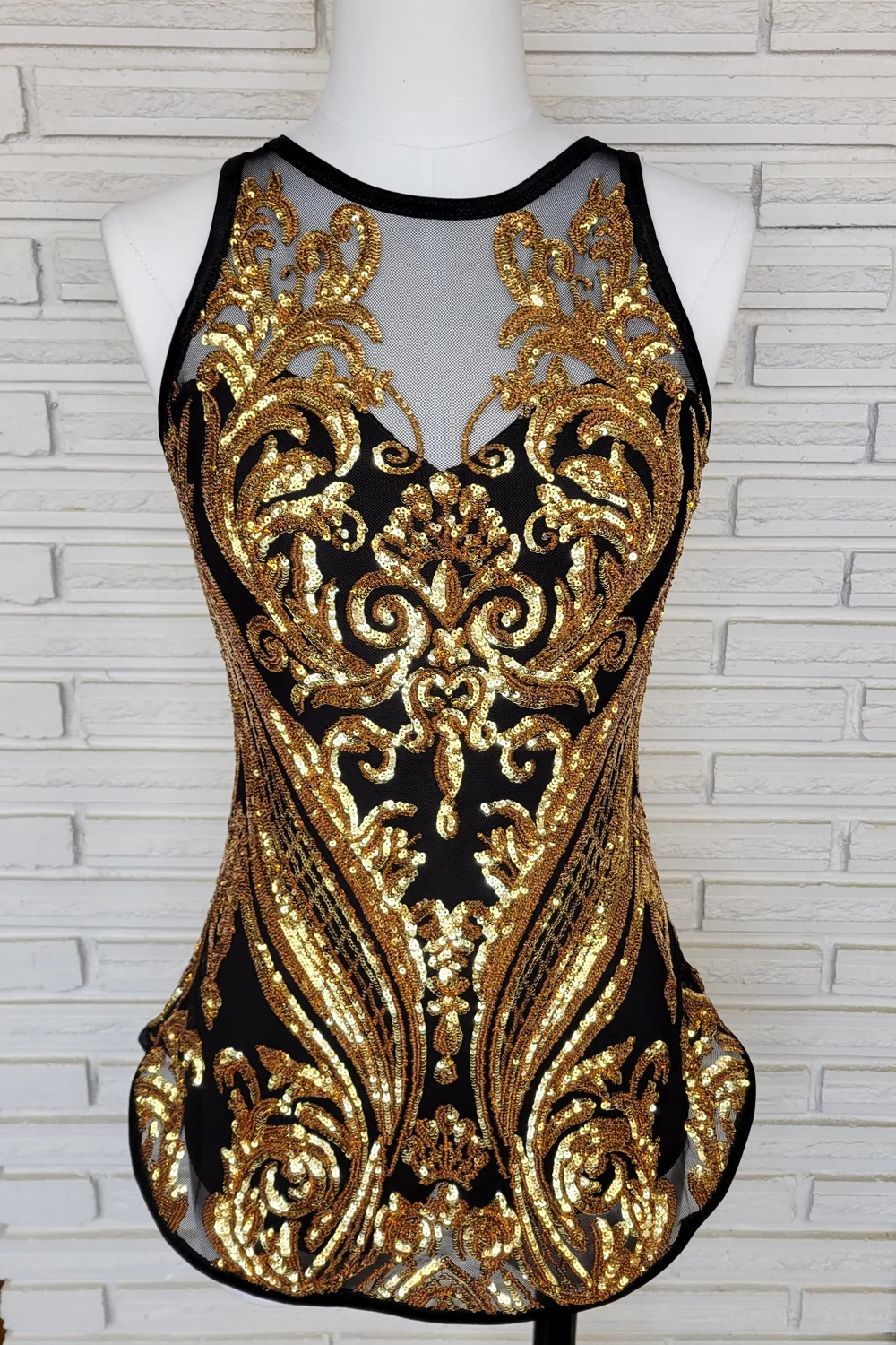 Gold Sequin Circus Costume with built in leotard  Harmony Threads