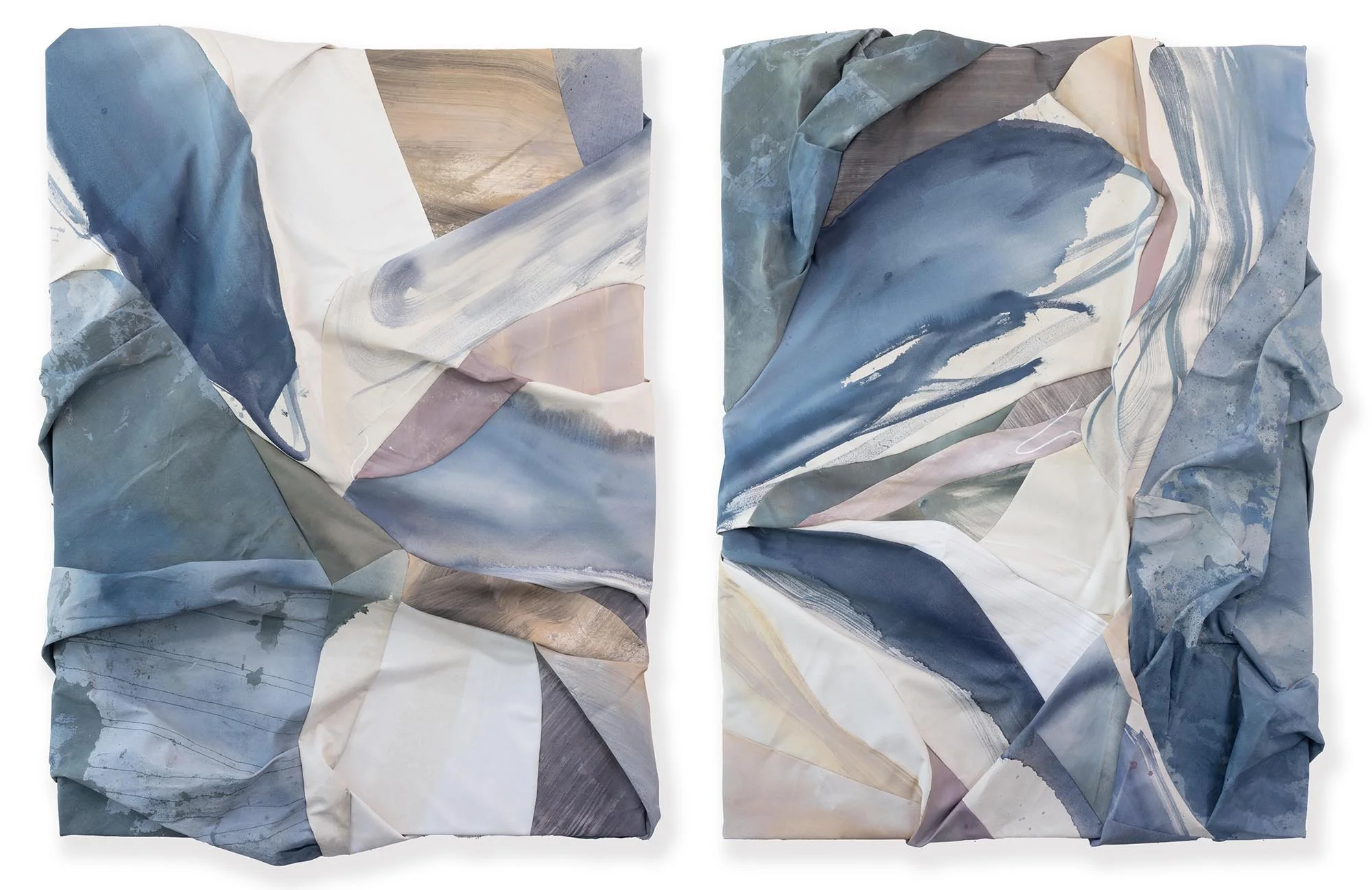 Better (Together) I & II - $11600 - 50x40 each - Acrylic on sculpted and raw canvas, cut and stitched