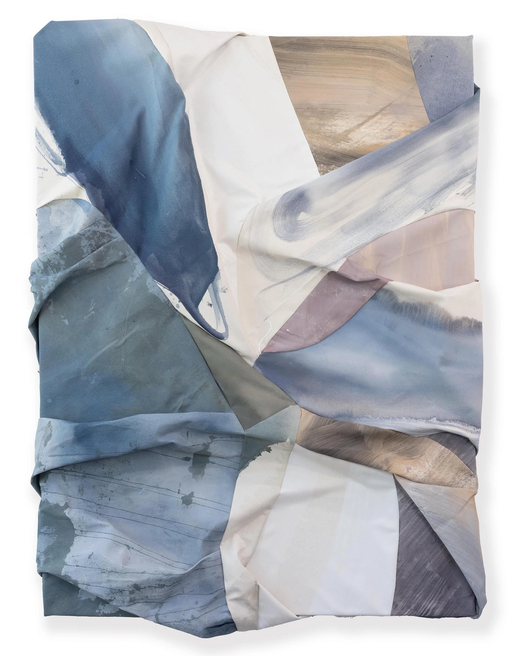 Better (Together) II - $6800 - 50x40 - Acrylic on sculpted and raw canvas, cut and stitched