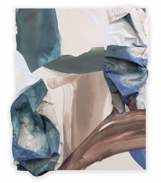 Conflated - 53x43 - Acrylic on sculpted and raw canvas, cut and stitched