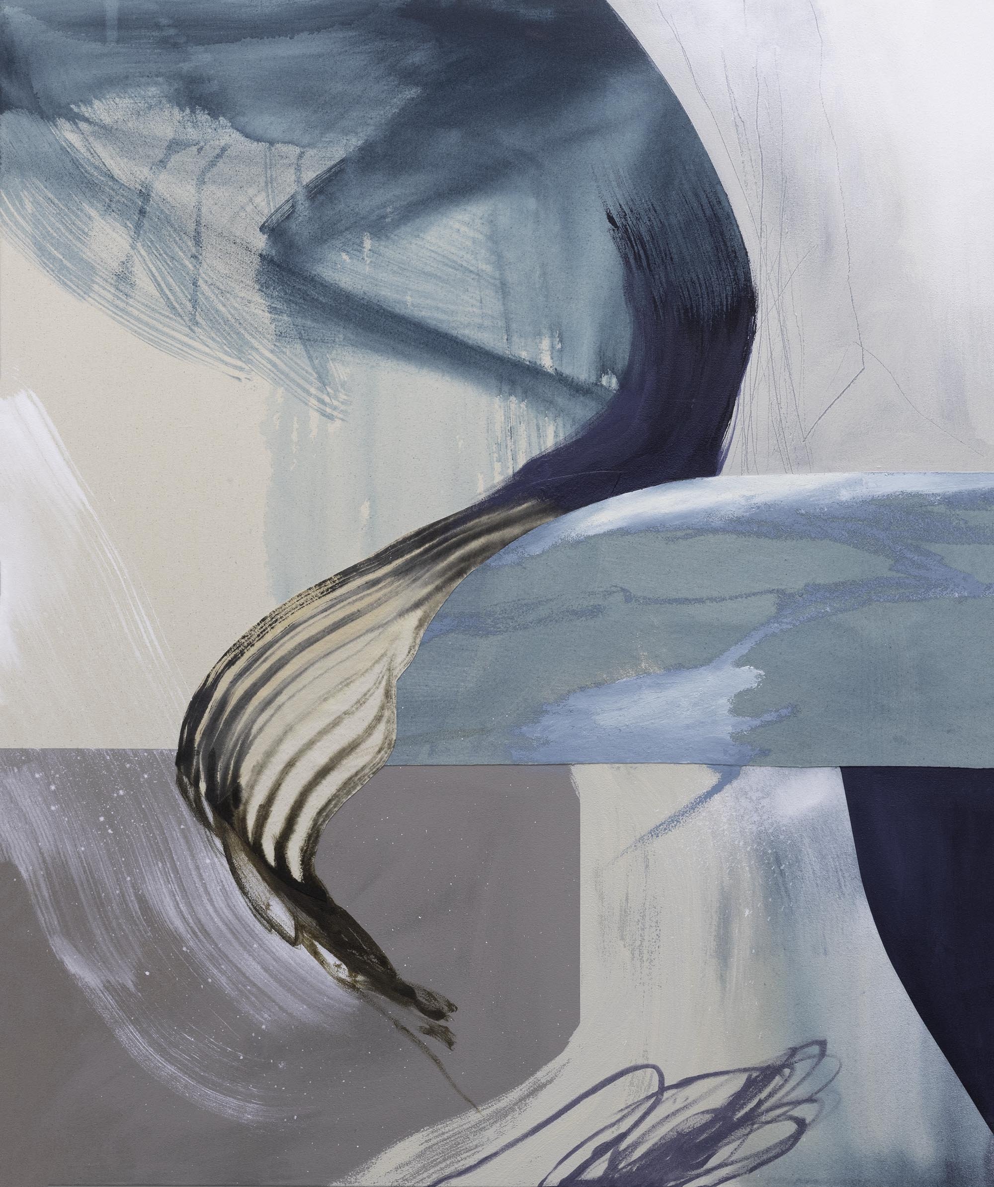 Forward From Now II - $2400 - 36x30 - Acrylic, ink, oil and canvas collage on canvas 