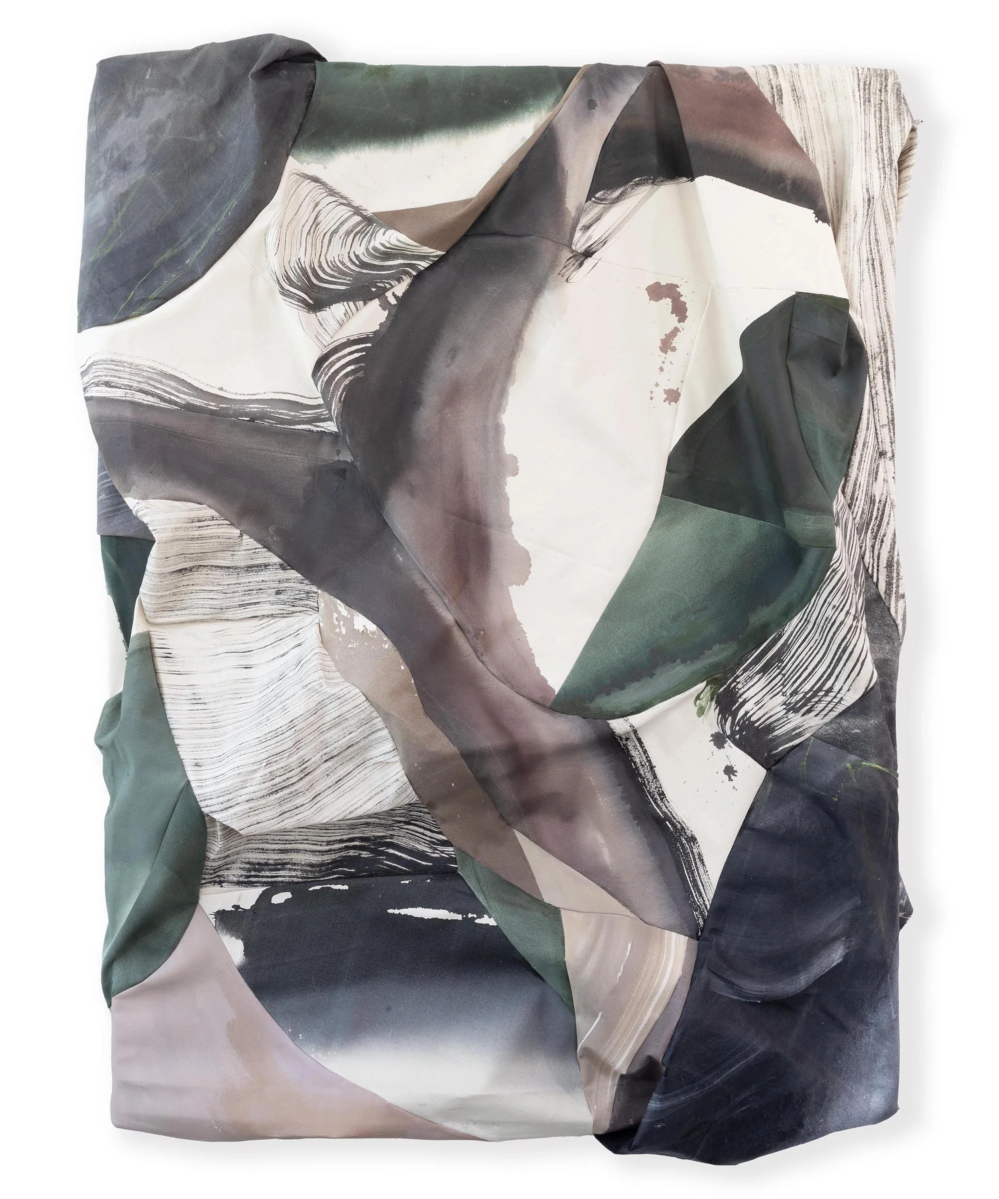 Upon Knowing - 52x38 - Acrylic on sculpted and raw canvas, cut and stitched