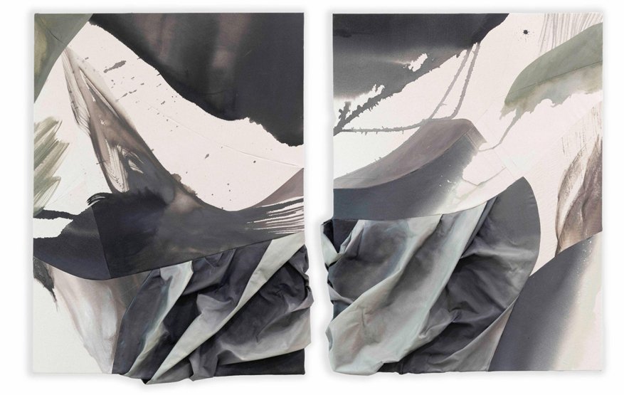 Feels Too - 41x32 - Acrylic on sculpted and raw canvas, cut and stitched