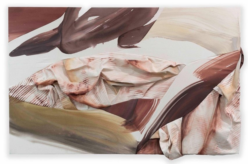 Polls Apart - 40x61 - Acrylic on sculpted and raw canvas, cut and stitched