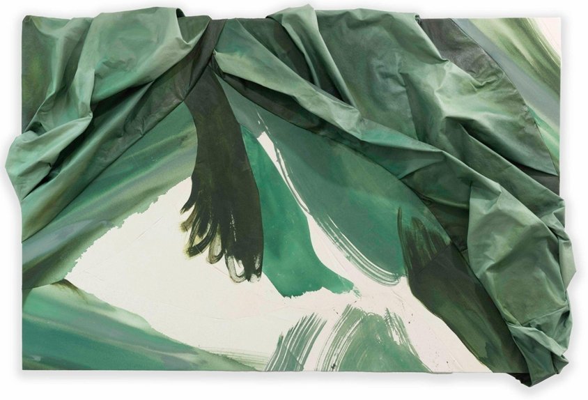 Split Open - 46x68 - Acrylic on sculpted and raw canvas, cut and stitched