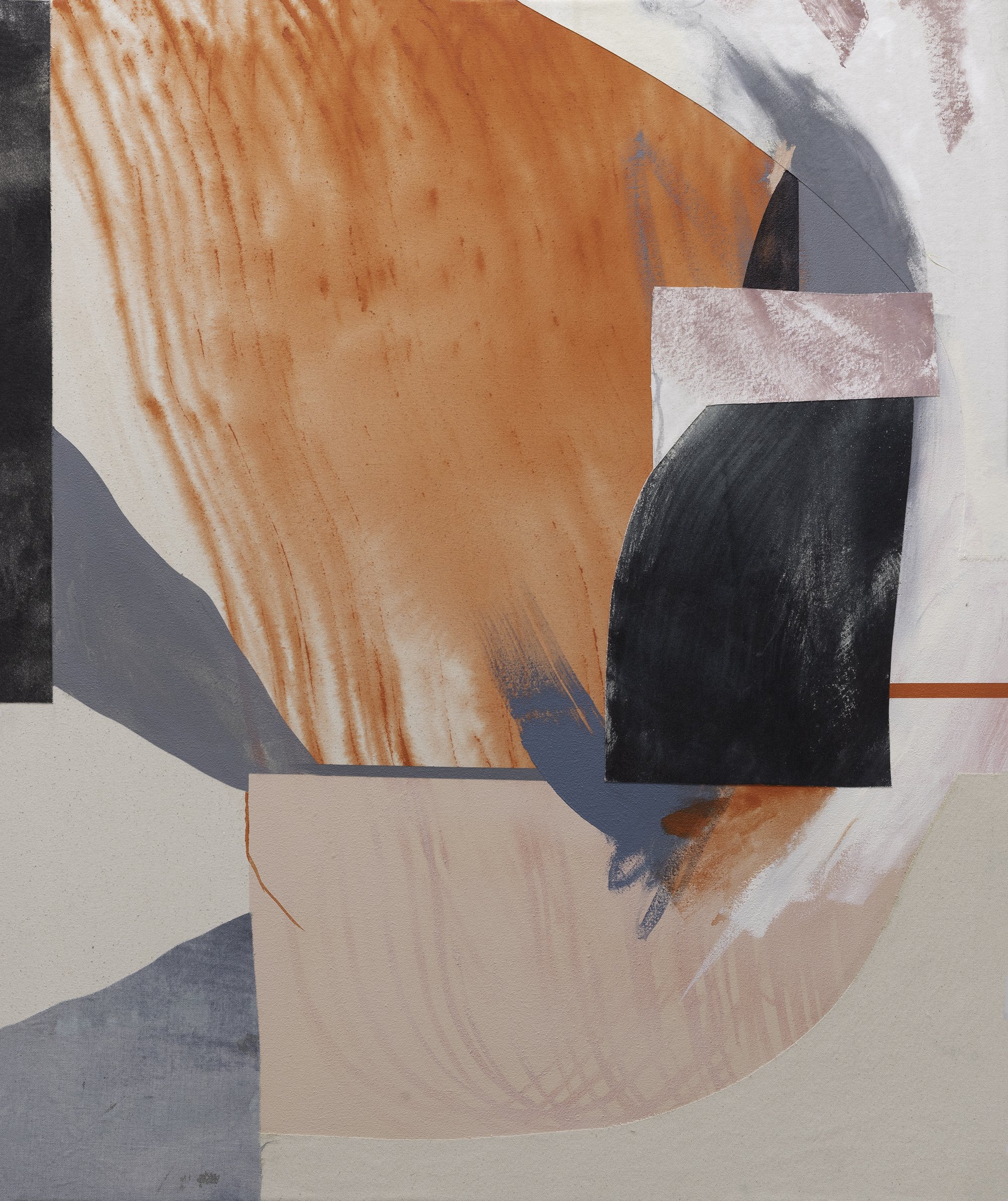 Shifted - $2400 - 36x30 - Acrylic, ink, spray paint, and canvas collage on canvas