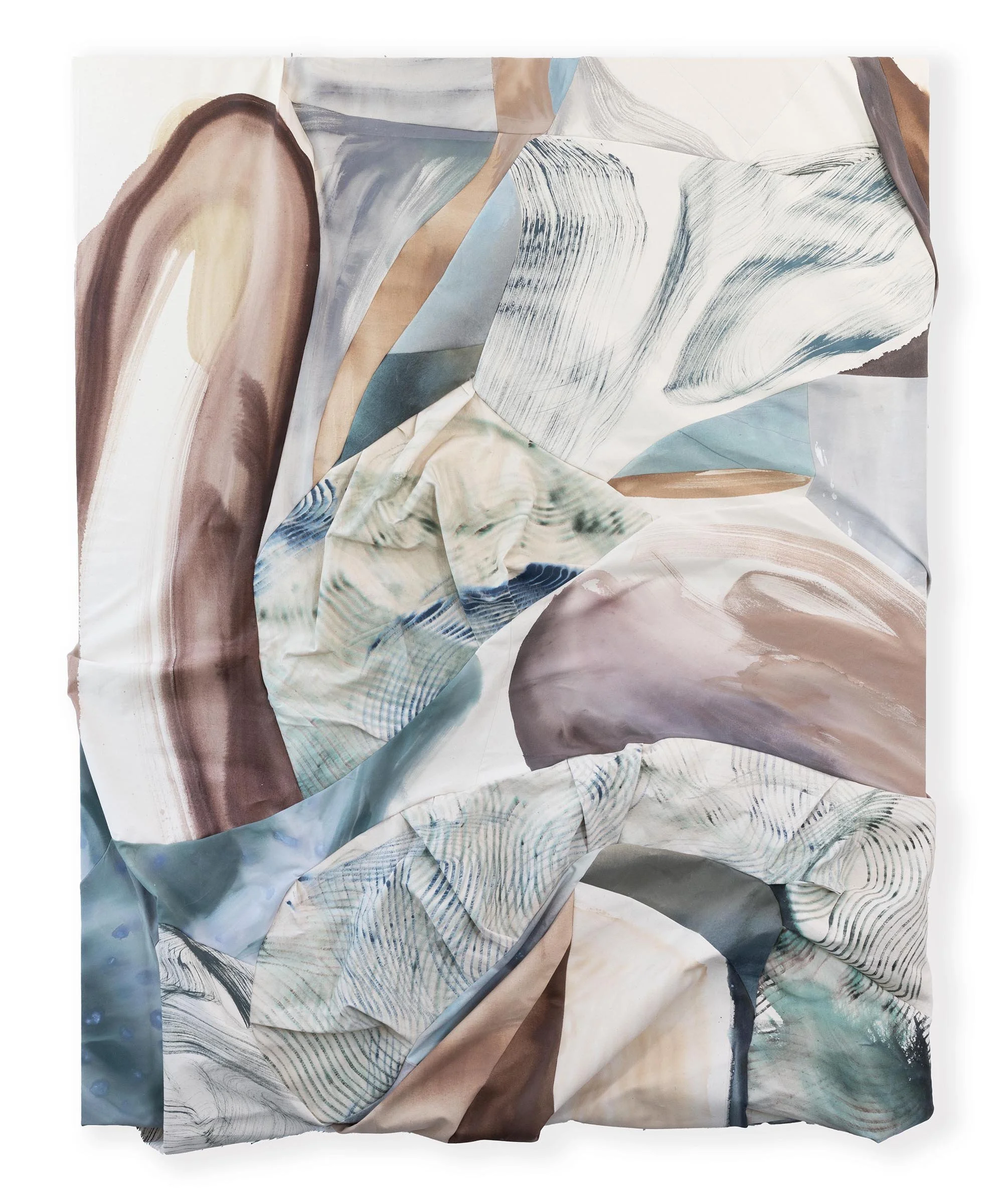 Unspoken - $6800 - 62x49 - Acrylic on sculpted and raw canvas, cut and stitched