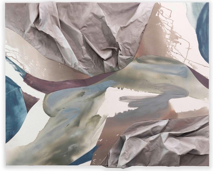 Separately Connected - 58x70 - Acrylic on sculpted and raw canvas, cut and stitched