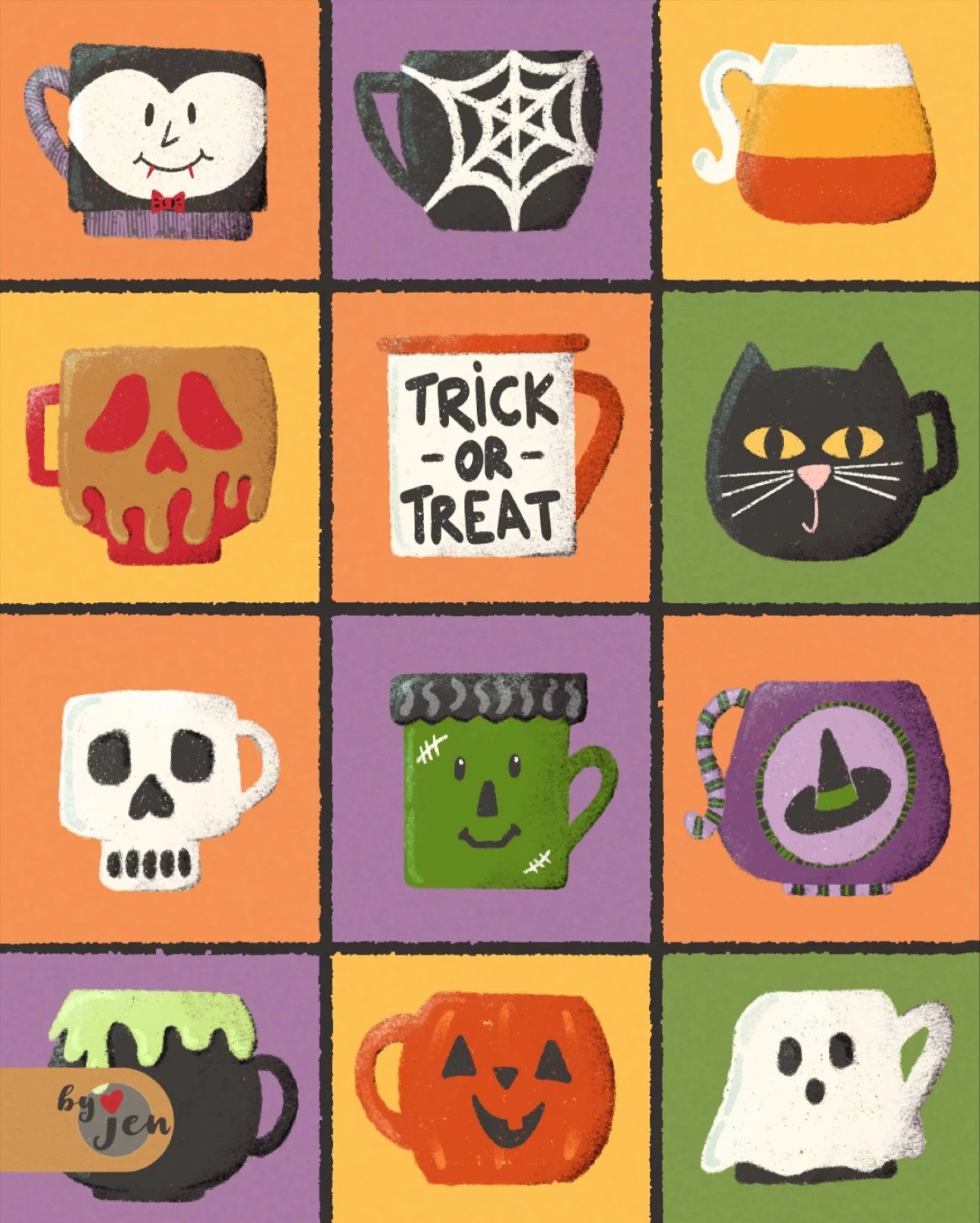 Words cannot espresso how mug-nificent you are 🧡

Inspired by fall weather, warm drinks, time with friends, and of course, Halloween 🎃👻💀

And today&rsquo;s prompt from @artmakersclub @lisabardot @bardotbrush -Coffee Mugs ☕️

#cuteillustration #ar