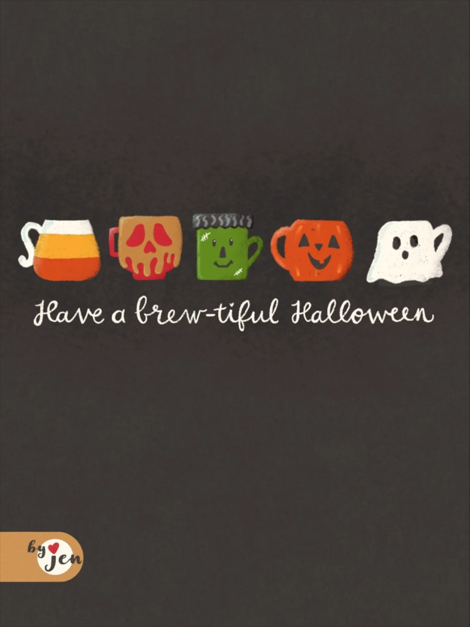 Have a brew-tiful day ☕️

More Halloween (and coffee) fun, inspired by my Halloween coffee mugs and potion bottles from @artmakersclub @lisabardot @bardotbrush 🧡

#cuteillustration #artistsofinstagram #makingarteveryday #greetingcarddesign #illustra