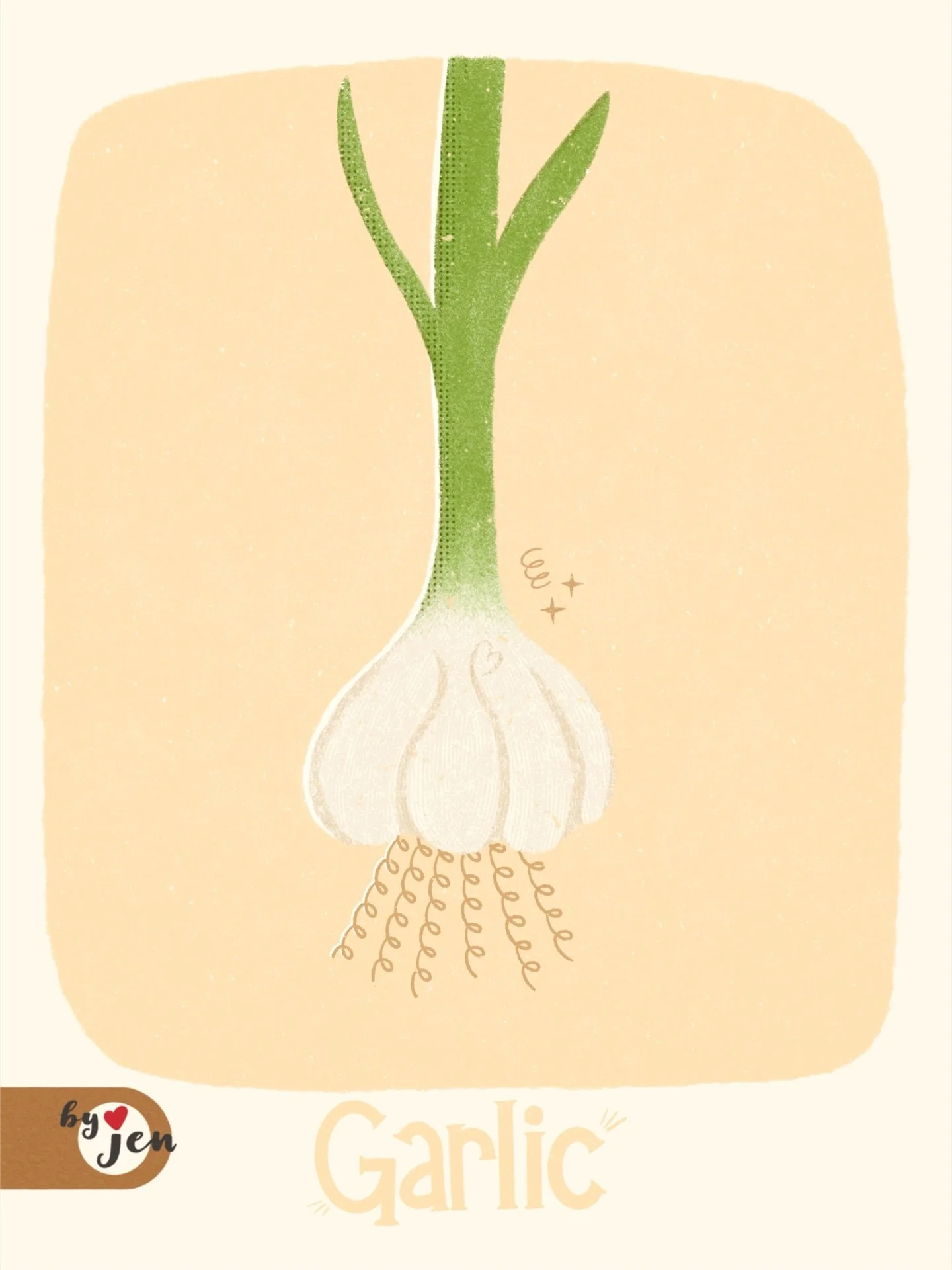 Keep your head up&mdash;you are &ldquo;un-bulb-ievably&rdquo; strong 🧄

Day 6: Garlic Bulb - The Midcentury Joy Project: simple reminders of joy created in midcentury style, each including details like a &ldquo;hidden&rdquo; heart, curly cues, halft