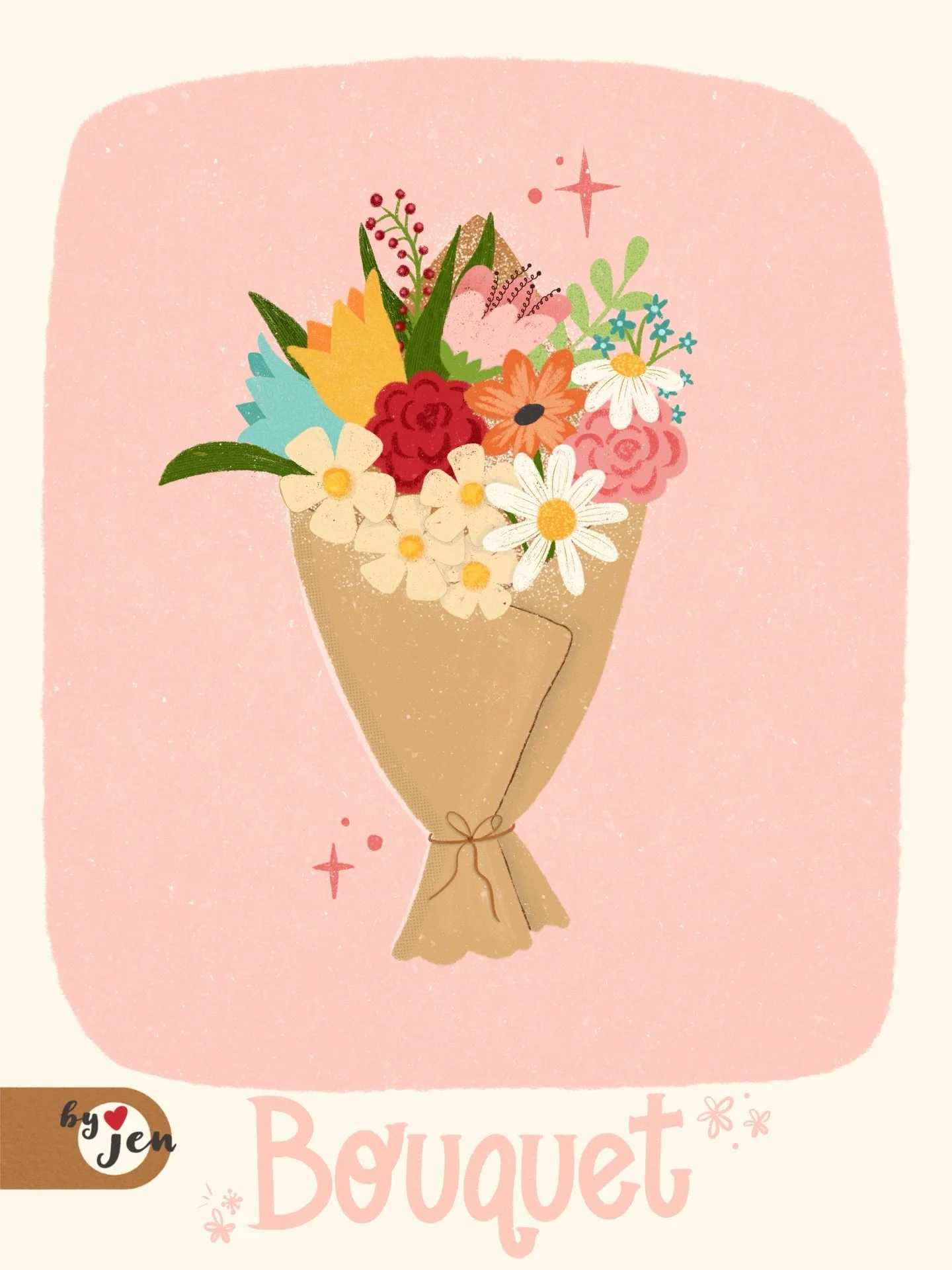 With time and dedication, you&rsquo;ll &ldquo;blossom&rdquo; 💐 

Speaking of time and dedication, I spent a good amount of time researching, then creating this sweet bouquet &hearts;️

Day 23: Bouquet - My #100dayproject - the Midcentury Joy Project
