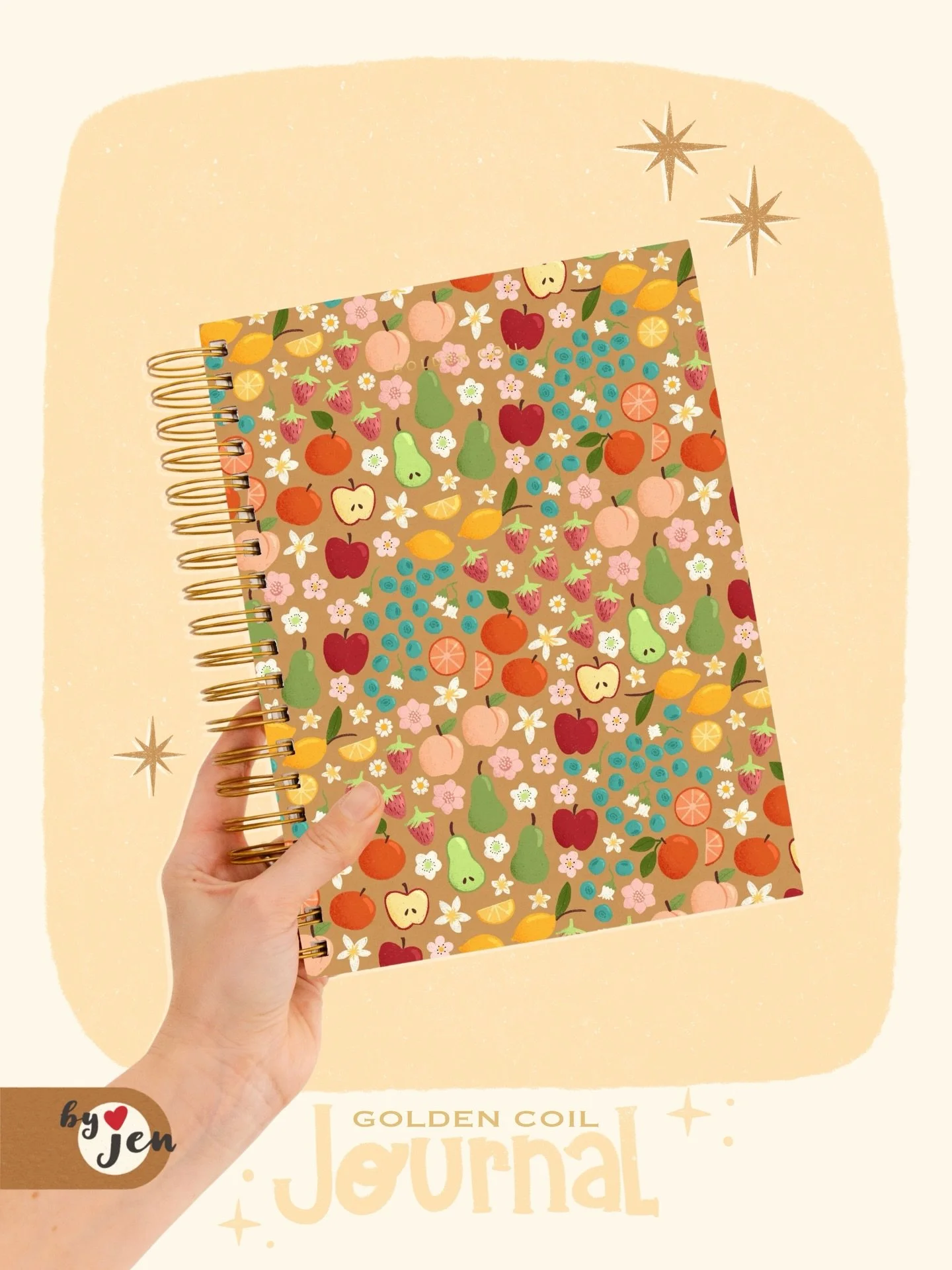 Here is my entry for this year&rsquo;s @golden.coil design contest: my farmstand fruit &amp; blossoms design. I love all the vibrant colors and the celebration of so many sweet fruits and their blossoms. I think it would be so amazing to see it on a 