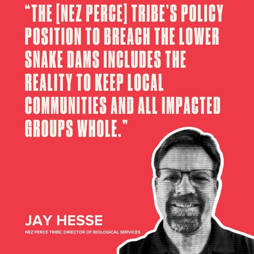 &ldquo;The [Nez Perce] Tribe&rsquo;s policy position to breach the Lower Snake dams includes the reality to keep local communities and all impacted groups whole.&rdquo; - Jay Hesse, Nez Perce Tribe, director of biological services