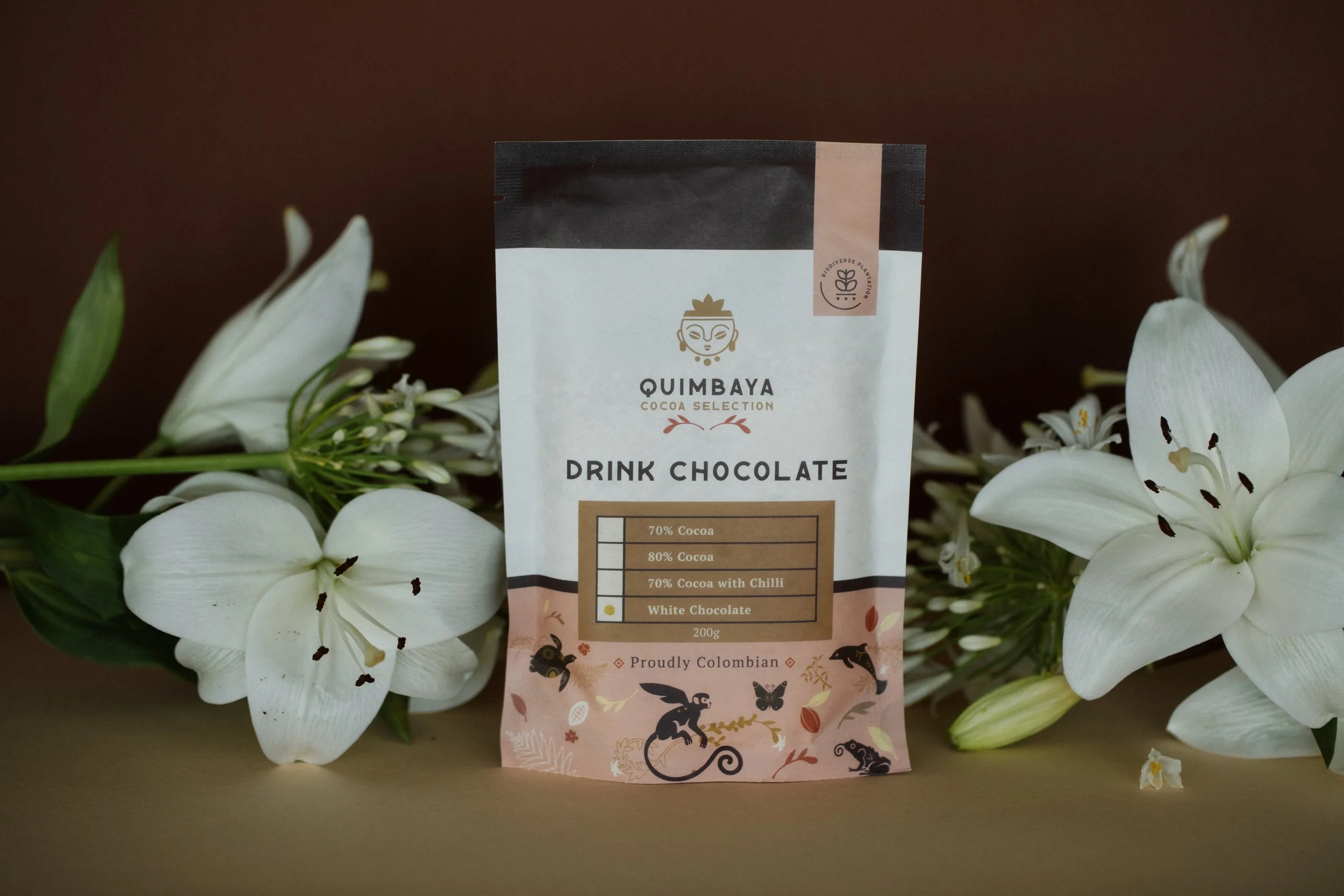 Withe-hotchocolate-200g Bag with flowers