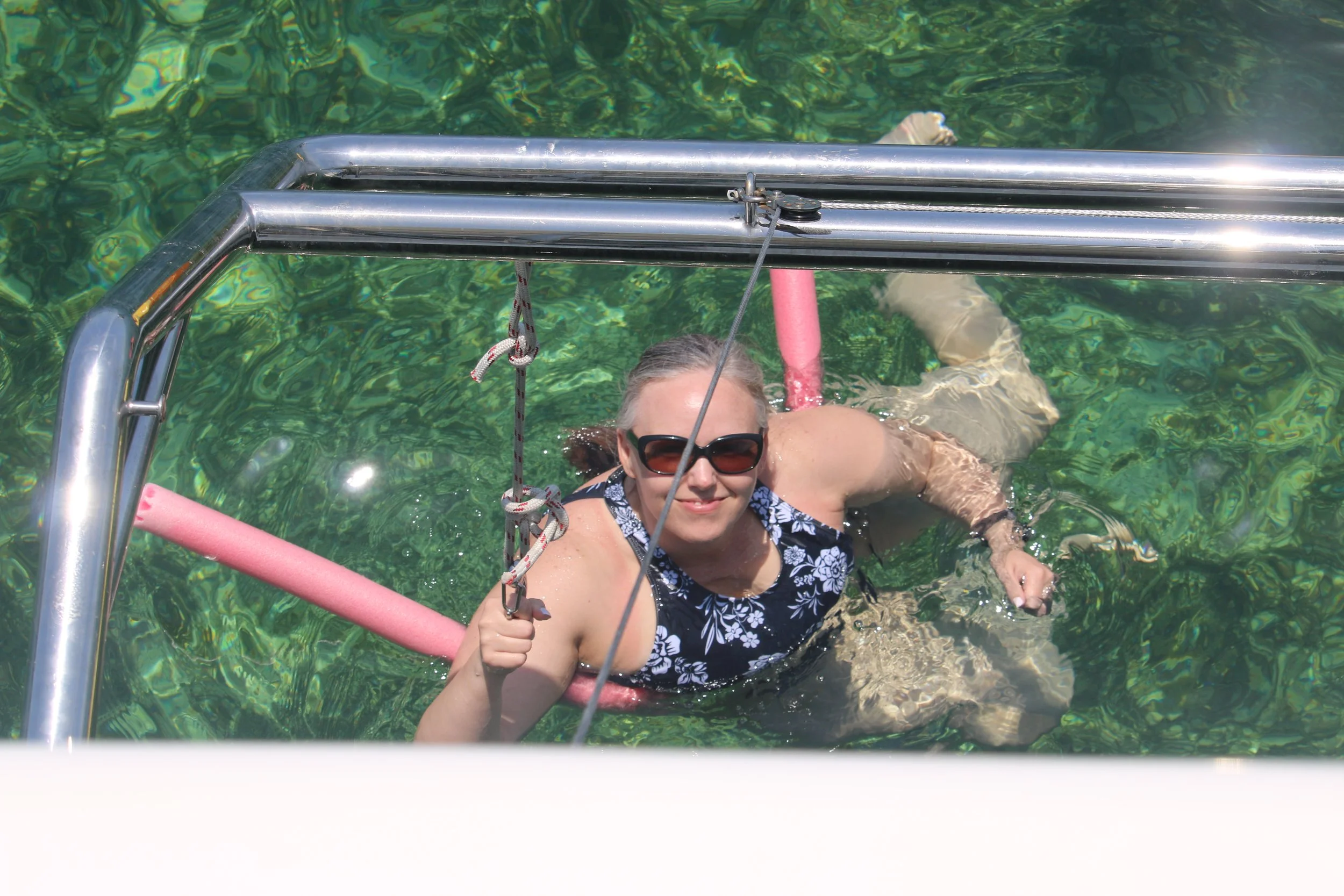 Amy floating in the bay