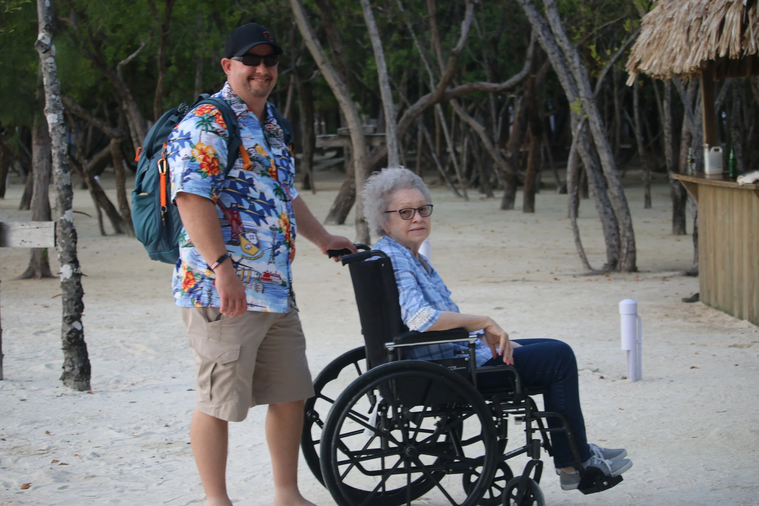 Wheeling around grandma during the rehersal