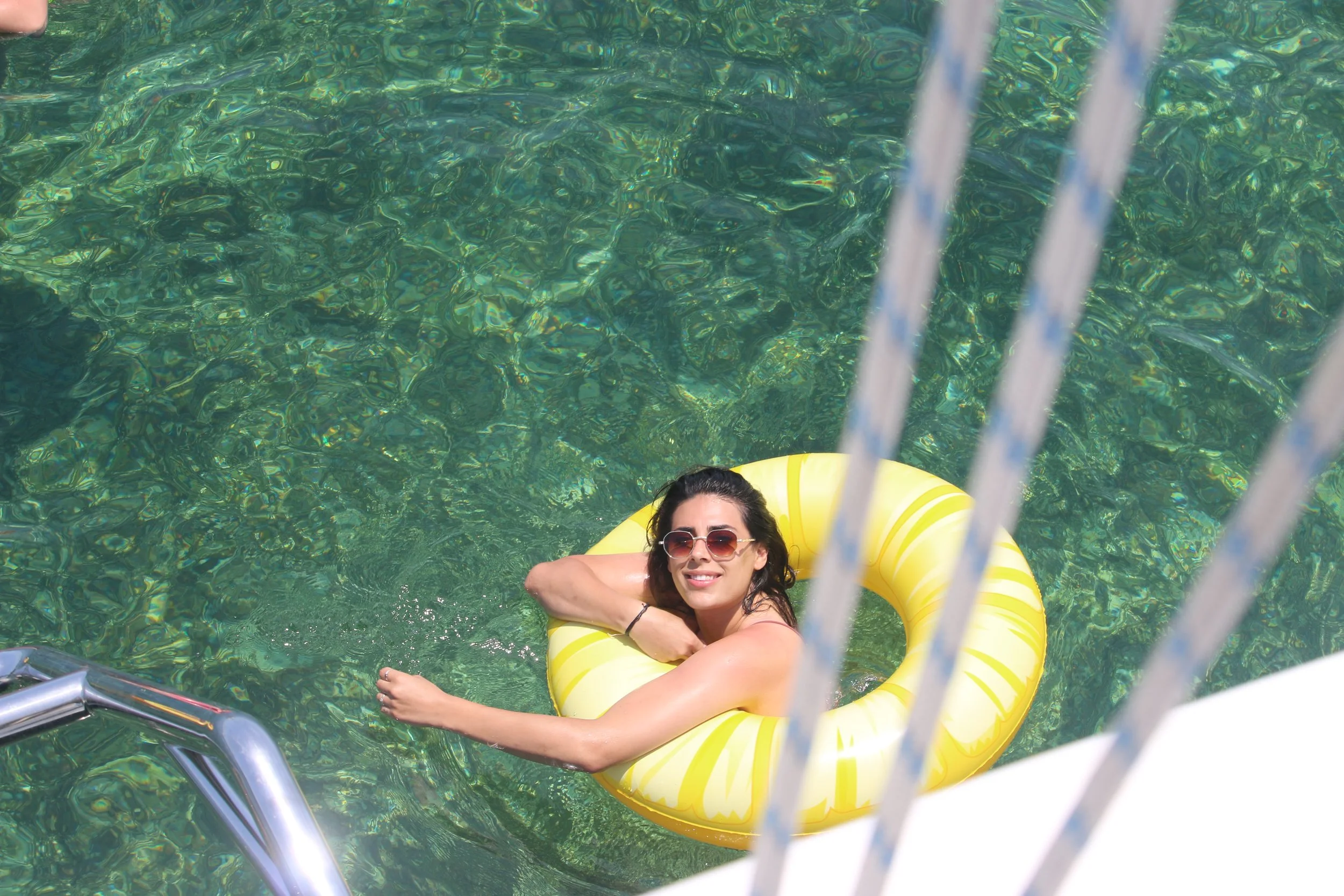 Megan soaking up the rays in the bay