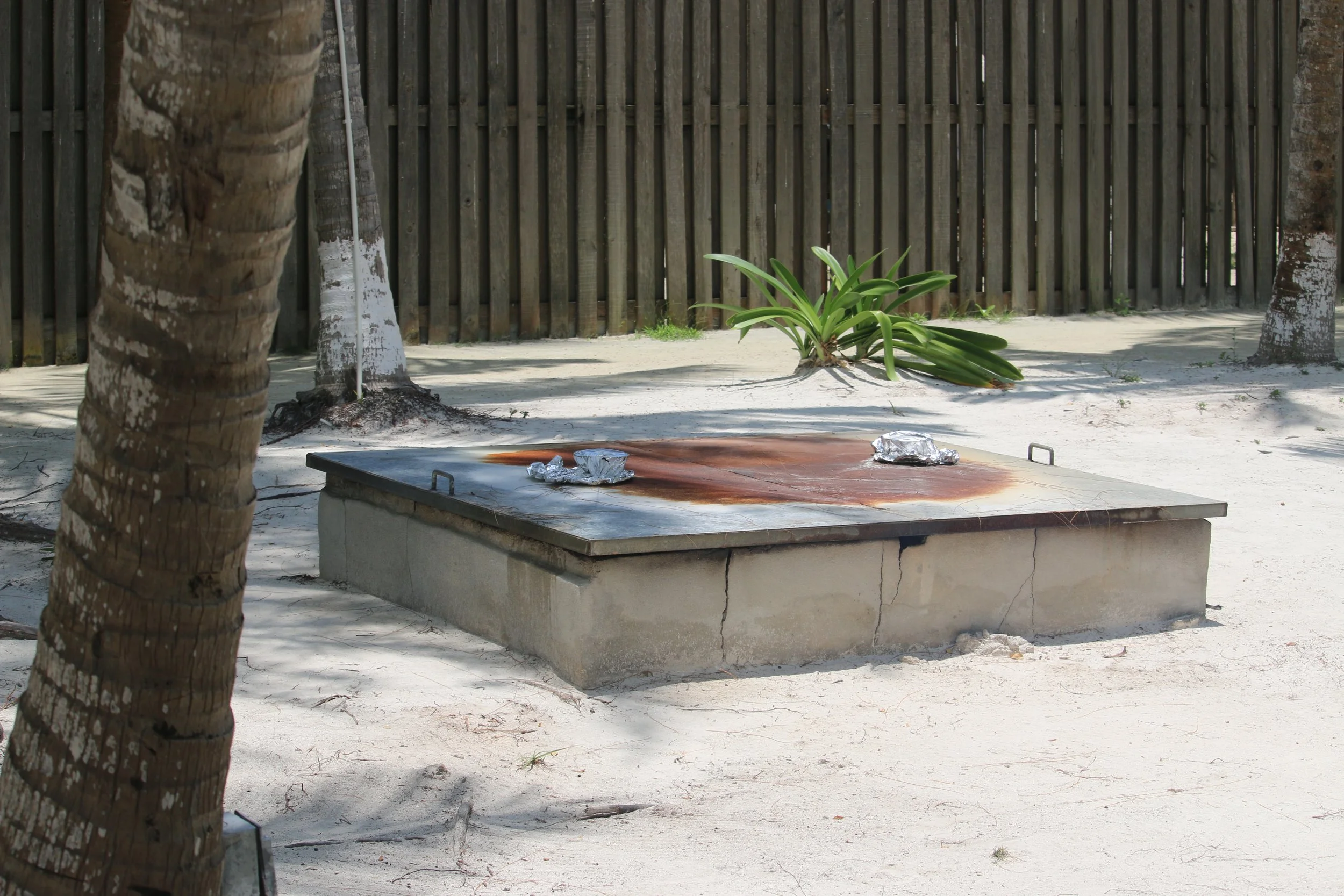 Dinner cooking in a hole